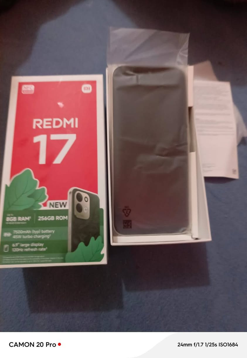 السلام عليكم ريد مي 17 جديد ستخدام 10 ايام ***********  غراضة كاملة السعر 250

نص مكتوب في الصور:
- CAMON 20 Pro • 24mm f/1.7 1/25s ISO1978
- CAMON 20 Pro • 24mm f/1.7 1/25s ISO1746
- CAMON 20 Pro • 24mm f/1.7 1/25s ISO1684