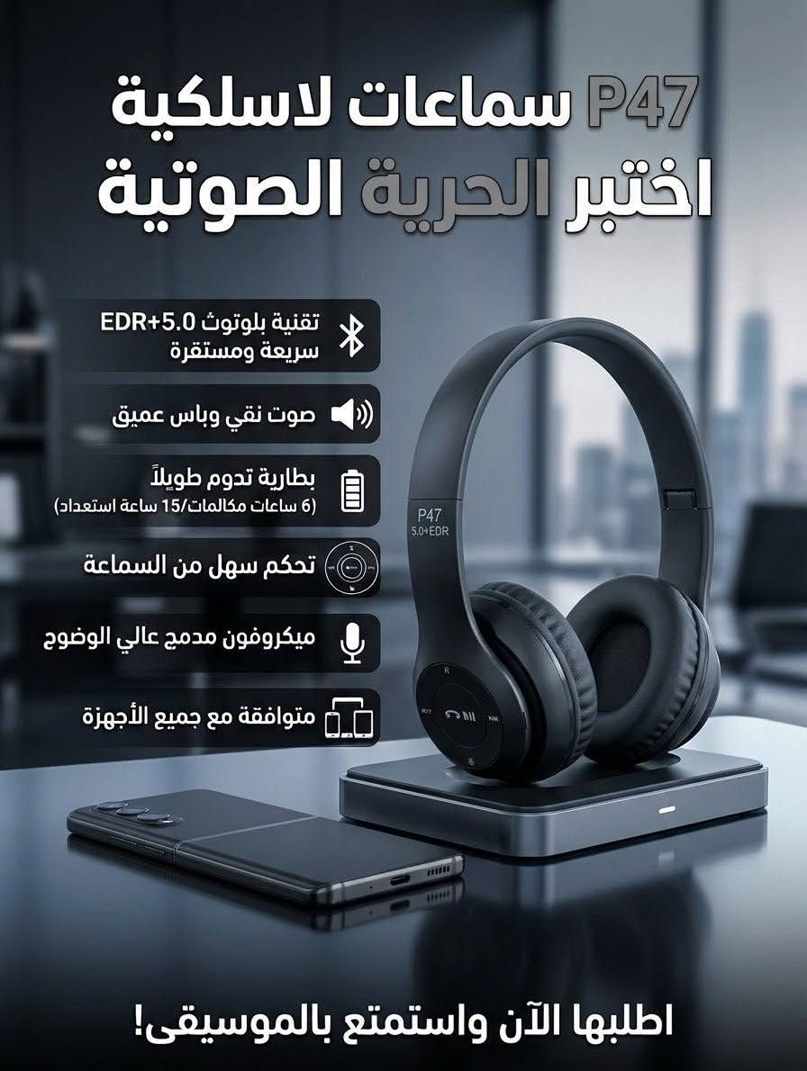 يتوفر لدى 
🔴 مكتب الامير 
⚪ سماعة P47      ( بأنسب الاسعار 🔥🔥) 
- بيع الهواتف 📞📞والاجهزة الالكترونية 
- اكسسوارات
- قرطاسية واستنساخ
- بغداد/الكاظمية/شارع الهبنة
- يوجد توصيل كاظمية 
- اوقات العمل من 🕖 9:00 صباحا الى 🕖 11:00 مساء
- للتواصل واتساب الرقم : ***********
