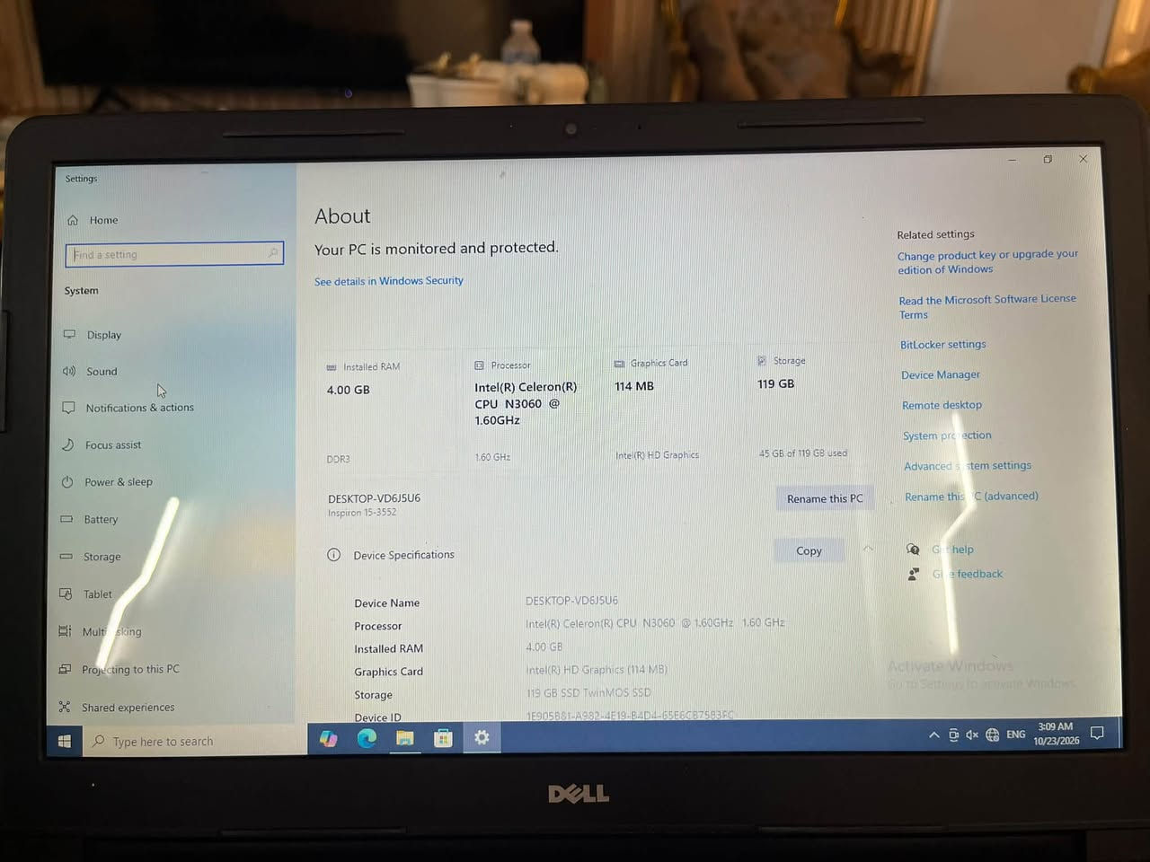ديل • Inspiron 15-3552 • N3060','Intel Celeron'
