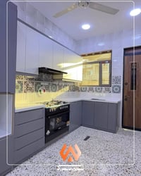 مطبخ L • أبيض رمادي • سطح عمل