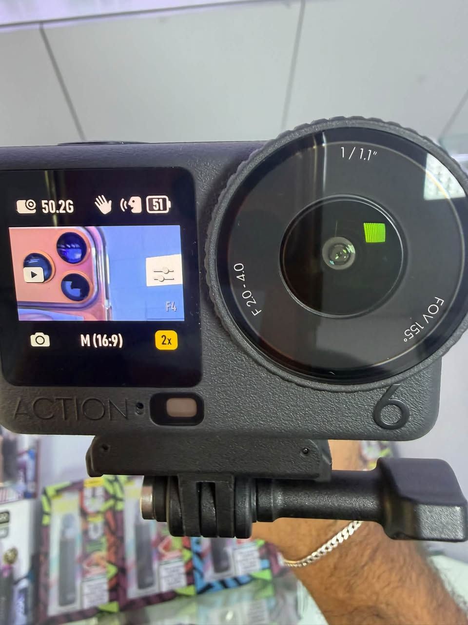 � للبيع DJI Osmo Action 6 – فلاغشيب أكشن كاميرا 🔥

📸 المواصفات:
• حساس 1/1.1” CMOS
• عدسة بفتحة متغيرة F2.0 – F4.0
• تصوير فيديو لحد 8K / 30fps
• تصوير 4K / 120fps للـ Slow Motion
• Slow Motion لحد 1080p / 240fps
• تثبيت إلكتروني RockSteady 3.0 / 3.0+
• HorizonSteady لتثبيت الأفق لحد 4K/60fps
• تصوير ليلي SuperNight
• تصوير صور بدقة تقريباً 38MP
• تخزين داخلي 50GB قابل للاستخدام + دعم microSD لحد 1TB
• شاشتين أمامية وخلفية Touch
• مقاومة للماء لحد 20 متر بدون كيس و60 متر مع الكيس
• بطارية تصل إلى 240 دقيقة بظروف الاختبار الرسمية
• Wi-Fi 6 وBluetooth

📦 الحالة: نظيفة جداً
📍 المكان: بغداد
💰 السعر: 
📩 للاستفسار والتواصل:***********

المواصفات أعلاه حسب مواصفات DJI الرسمية.

