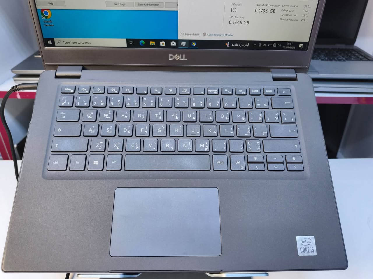 السلام عليكم لابتوب Dell  ليتيديو 3410
مواصفات راقية كللش السوك صاعد بس هاي سعر فول ومواصفات فول لكن بيهة بعض الاضرار البسيطة كللش بالكفر متاثر مواصفاتهة بالصور  رايدهة ب 265 الف بغداد الامين الثانية نواب الضباط قرب مركز شرطة الامين 
***********

نص مكتوب في الصور:
- DirectX Diagnostic Tool
- System Display Sound Input
- This tool reports detailed information about the DirectX components and drivers installed on your system.
- If you know which area is causing the problem, click the appropriate tab above. Otherwise, you can use the "Next Page" button below to go to each page in sequence.
- System Information
- Current Date/Time: 09 September 2026, 20:49:26
- Computer Name: DESKTOP-3S8IS61
- Operating System: Windows 10 Pro 64-bit (10.0, Build 19045)
- Language: English (Regional Setting: English)
- System Manufacturer: Dell Inc.
- System Model: Latitude 3410
- BIOS: 1.32.1
- Processor: Intel(R) Core(TM) i5-10210U CPU @ 1.60GHz (8 CPUs), ~2.1GHz
- Memory: 8192MB RAM
- Page file: 2488MB used, 7384MB available
- DirectX Version: DirectX 12
- Check for WHQL digital signatures
- Help
- Next Page
- Save All Information...
- DxDiag 10.00.19041.3636 64-bit Unicode Copyright © Microsoft. All right
- Task Manager
- File Options View
- Processes Performance App history Startup Users Details Services
- CPU
- 39% 2.52 GHz
- Memory
- 3.2/7.8 GB (41%)
- Disk 0 (C:)
- SSD
- 97%
- GPU 0
- Intel(R) UHD Graphics
- 0%
- GPU
- 3D
- Copy
- Video Decode
- Video Processing
- Shared GPU memory usage
- 3.9 GB
- Utilisation
- GPU Memory
- 0.1/3.9 GB
- Shared GPU memory
- Driver version:
- Driver date:
- DirectX version:
- Physical location:
- 31.0...
- 16/1...
- 12 (...
- PCI ...
- Fewer details
- Open Resource Monitor
- Type here to search
- أيام حارة قادمة
- 20:51
- 09/09/2026