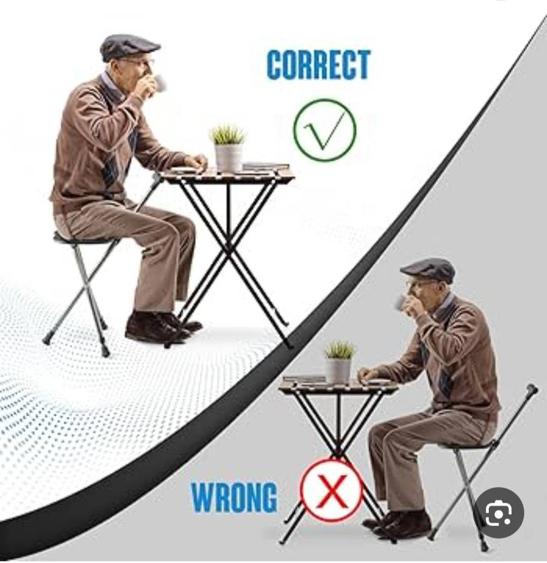 عكازه اوكرسي  2 في 1 
جديد  سعره  10 
بضاعه اوربيه 
عنواني فاو جنوبيه 
***********

نص مكتوب في الصور:
- HIGH LOAD & LIGHTWEIGHT Use 6063T5 aviation aluminium alloy material support reach to 450IB but just has 3.5IB. 450LB ERGONOMIC MASSAGE MAT 53/64" 3/64" The uneven design can massage our buttocks after have long , relax our body. انتقال > بيج الكس عصا مشي بمقعد، مقعد خفيف الوزن لكبار السن، كرسى قابل للطي ...
- CORRECT
- WRONG
- 86cm 22cm 22cm 4cm 30cm 49cm 71cm