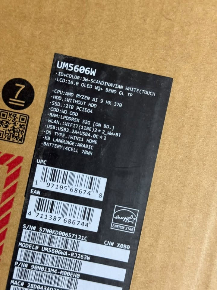 للبيع ASUS Zenbook S 16 – جهاز فخم وقوي جدًا  واعله مواصفات ب فئه ال zenbook

إذا تبحث عن لابتوب يجمع بين الأداء العالي، النحافة، الفخامة والشاشة الخرافية. 

 ASUS Zenbook S 16

 المعالج: AMD Ryzen AI 9 HX 370
 الرام: 32GB LPDDR5X
 التخزين: 2TB SSD
 الشاشة: 16” OLED Touch
 الدقة: 3K
 التحديث: 120Hz
 Copilot+ PC
 Windows 11 Home

واتس ***********
