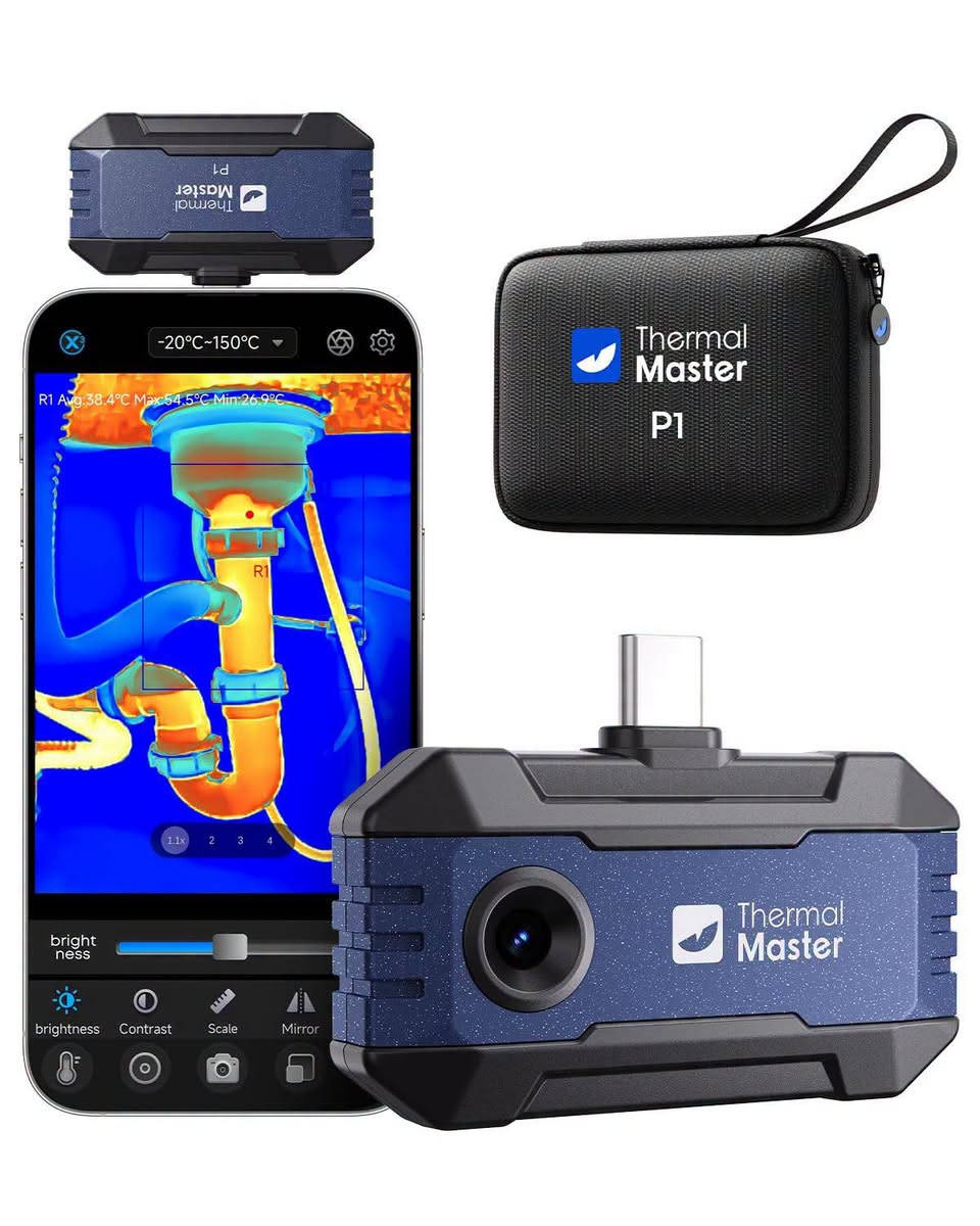 لا توجد تفاصيل

نص مكتوب في الصور:
- Repair Master 320x240 Razor Sharp X3 -20°C-600°C ±2°C Accuracy TruePix Precision Temp 15x Digital Zoom Supports IOS and Android Devices
- Universal Compatibility via USB-C Phones and Tablets: Supporting app available on iOS & Android app markets Windows PC: Download on the thermalmaster/com (APP Name) Thermal Master
- Professional Offline Image Analysis 2D Edit 3D Edit Report PC