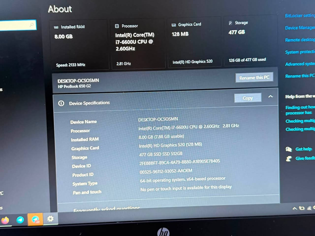 للبيع | HP ProBook 650 G2
لابتوب HP ProBook 650 G2 بحالة نظيفة ، مناسب للدراسة والعمل والمحاسبة والبرامج اليومية

🔹 المعالج: i7-6600U 

🔹 الجيل: السادس

🔹 الرام: 8GB

🔹 التخزين: SSD 500GB ⚡

🔹 كرت الشاشة: Intel HD Graphics 520

🔹 الشاشة: 15.6 إنچ

💰 السعر: 200 الف دينار عراقي غير قابل للتفاوض قفل

📩 للاستفسار والتواصل: خاص او واتساب ***********
