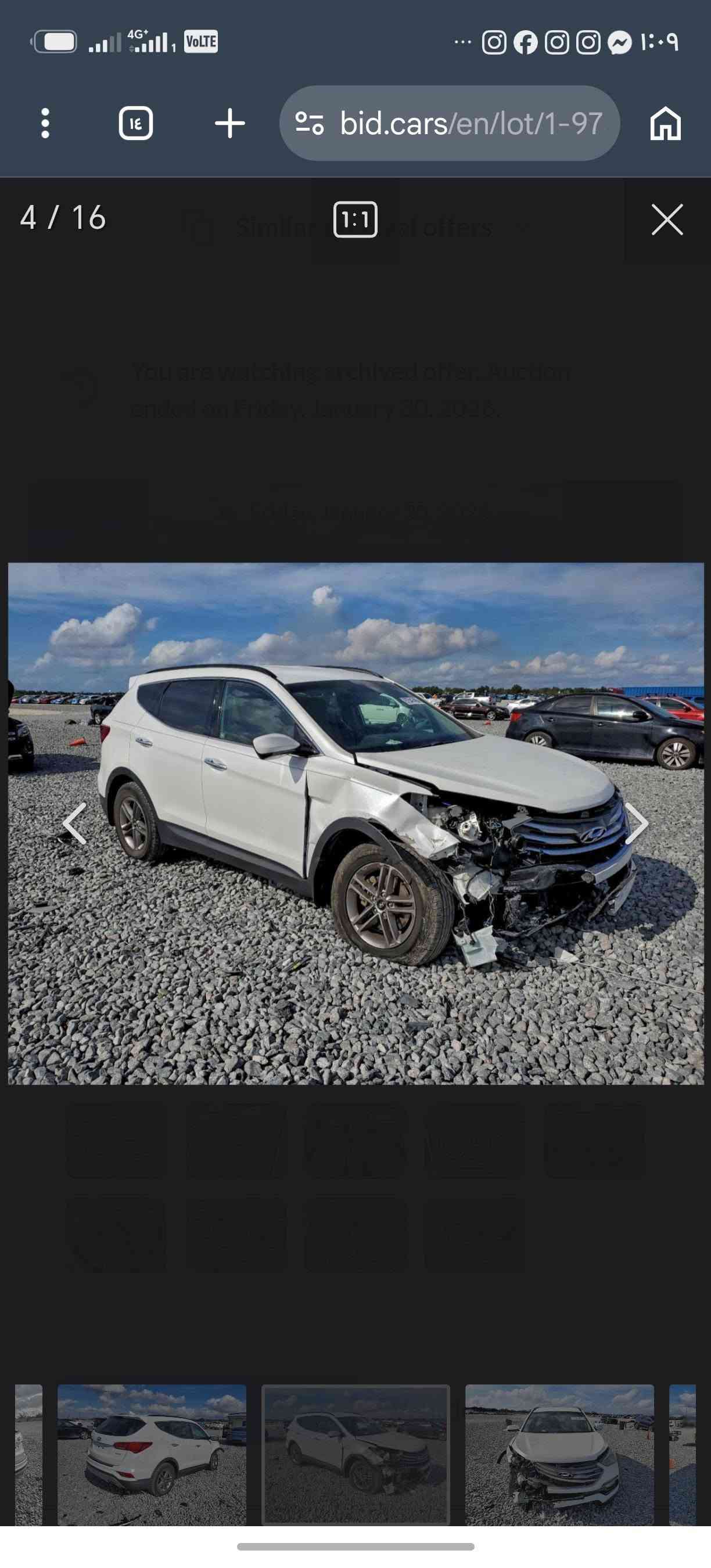 البيع سنتافيا موديل ١٨ رقم بغداد نكليزي سعد ١٣٥ مكاني بابل ***********

نص مكتوب في الصور:
- bid.cars/en/lot/1-97 5 / 16 You are watching archived offer. Auction ended on Friday, January 30, 2026.
- 6 / 16 bid.cars/en/lot/1-97
- bid.cars/en/lot/1-97 12 / 16 Similar cars and local offers You are watching archived offer. Auction ended on Friday. January 30, 2026.
- 4 / 16
- You are watching archived offer. Auction ended on Friday, January 30, 2026.
- 1:1
- bid.cars/en/lot/1-97