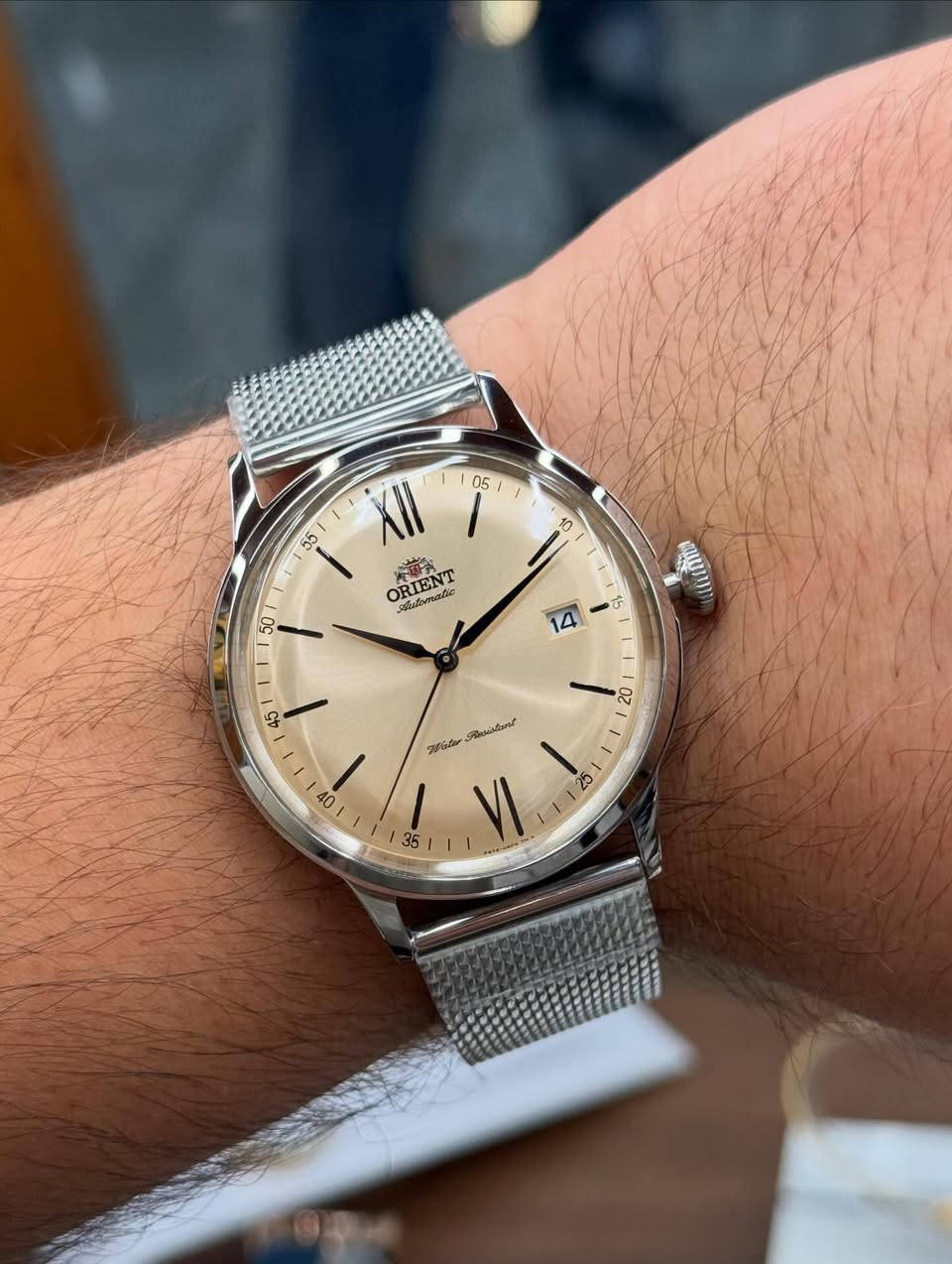ORIENT Bambino original automatic 🇯🇵 
Made in Thailand 
41mm
22 jewels 

300.000 بغداد, العراق
