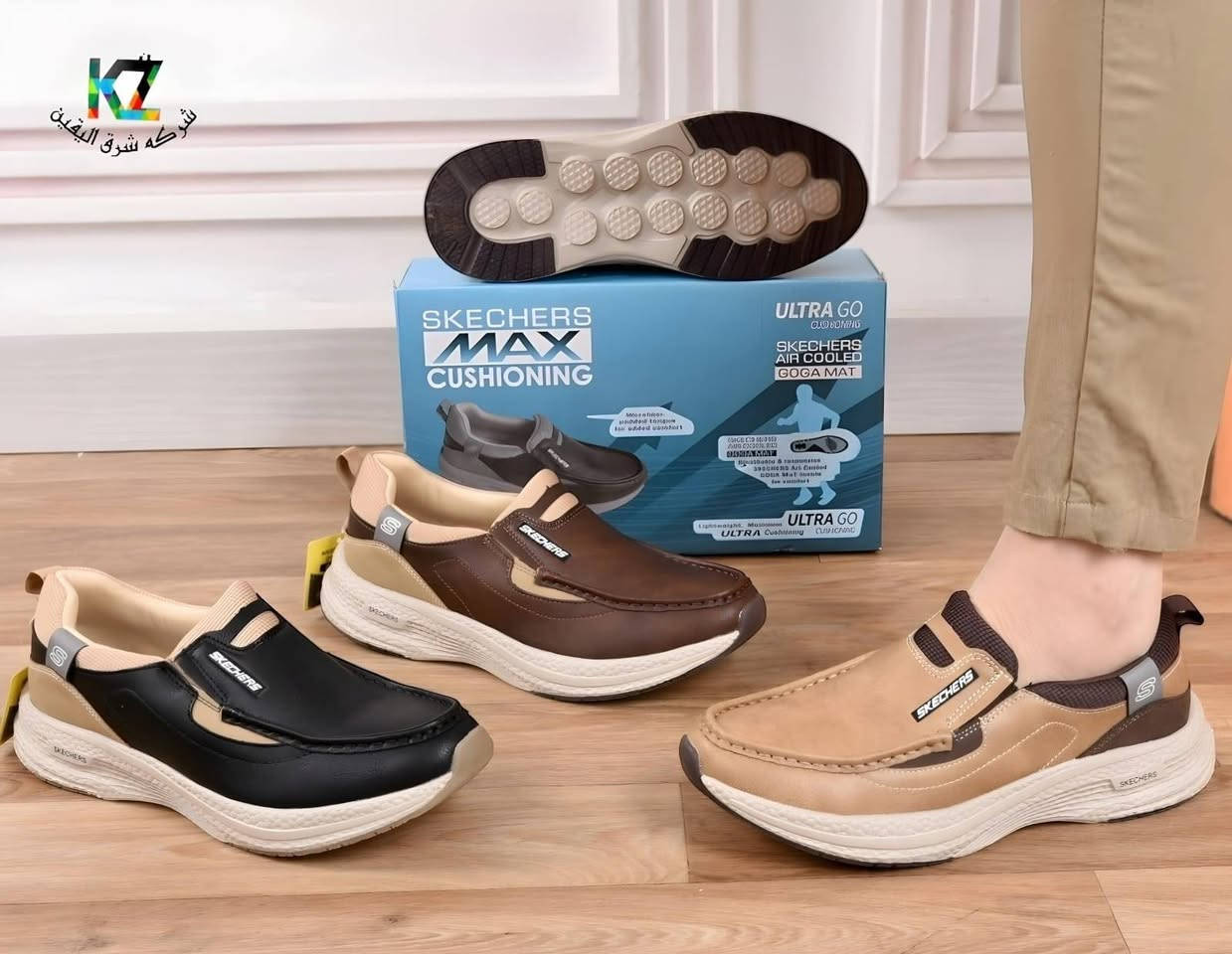 جديد من انتاج فيتنام 🇻🇳  ماركه SKECHERS 
واسط قظاء الزبيديه الفلكه مجاور مدرسه الإمام الصادق ع

نص مكتوب في الصور:
- Size:41-45
- Item N0.:BC-384
- كعب سكجر خفيف
- KZ شركة شرق اليقين سكجر ماستر كوالتي عالي
- KZ شركة شرق اليقين
- S SKECHERS ART NO.: BC-2104 SIZE: 41-45