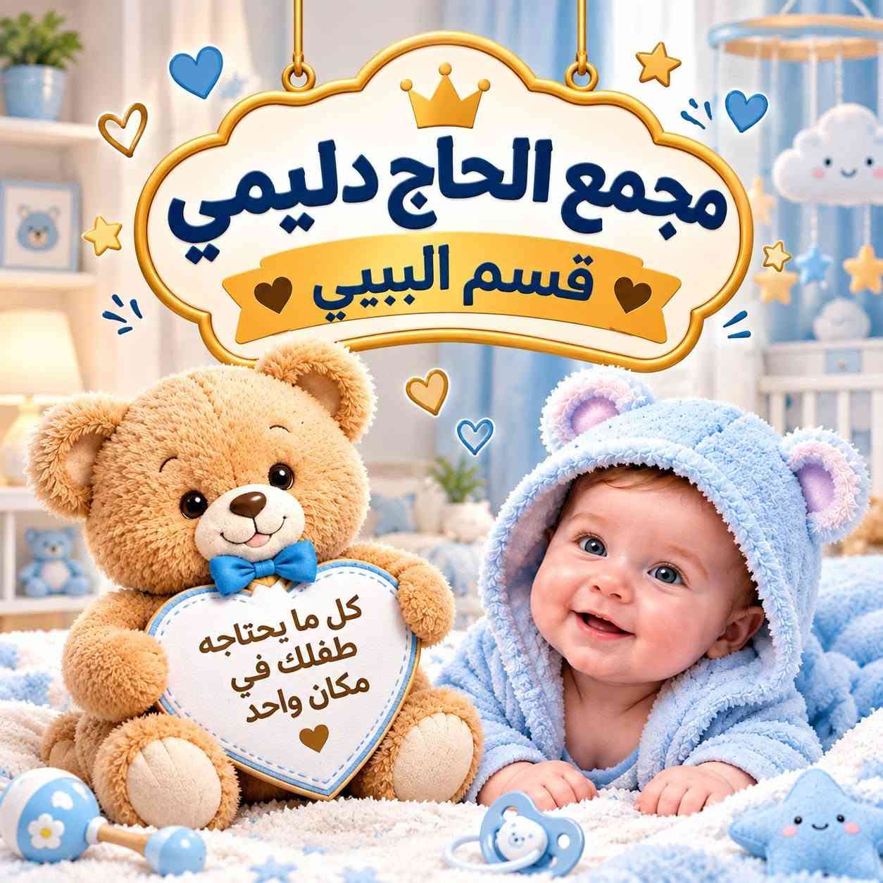 ❄️ موسم الشتاء يمنا غير ويختلف! ❄️

عيني متابعينا، شوفوا شنو وفرنالكم اليوم بمجمع  الحاج دليمي 🥰

🛑العرض من قسم البيبي 👧وفرنلكم البطانيه البيبي 👼

البطانيه  اطفال👼، سادة، محفّر، مشجّر وبناتي و ولادي👧،  جديد ونوعية راقية ✨

📏 العرض: البطانيه قيس الكبير 👼👼👧👧

📍 موصل – حي الزنجيلي/ مجاور/ دريم ماركت للتسوق 

أهلاً وسهلاً بيكم، مجمع الحاج دليمي يرحب بيكم،

نص مكتوب في الصور:
- مجمع الحاج دليمي
- قسم البيبي
- كل ما يحتاجه طفلك في مكان واحد