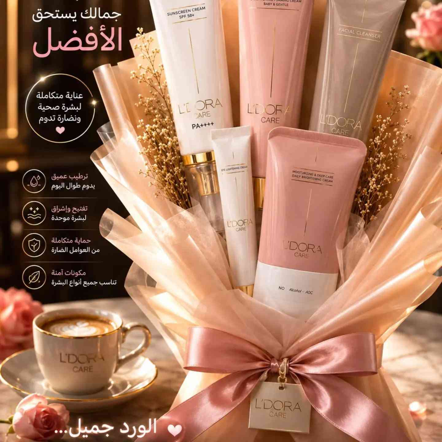 عنايه الشعر والجسم وبشره متكامله ✨🧼
شامبو لدورا يعالج الشعر  المتقصف https://whatsapp.com/channel/0029VbD3tqFL2AU7VU7ji83Eللحجز مراسلة الصفحة على الخاص 
أو مراسلة الرقم وتساب ***********
التوصيل داخل بسمايه  الف 
توصيل بغداد 5

نص مكتوب في الصور:
- جمالك يستحق الأفضل عناية متكاملة لبشرة صحية ونضارة تدوم ترطيب عميق يدوم طوال اليوم تفتيح وإشراق لبشرة موحدة حماية متكاملة من العوامل الضارة مكونات آمنة تناسب جميع أنواع البشرة الورد جميل...
- عناية طبيعية .. لبشرة أكثر نضارة وشعر أكثر صحة