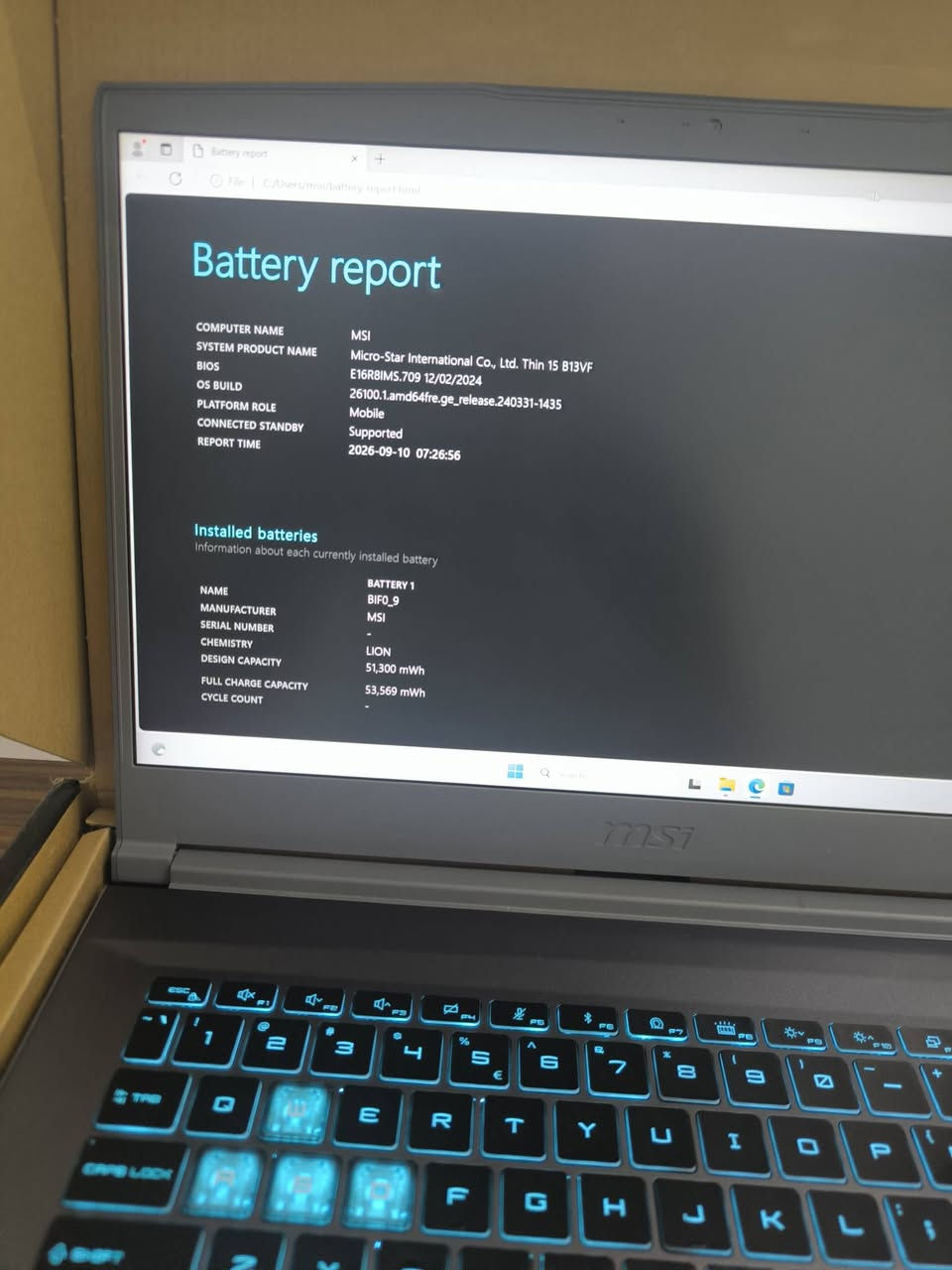 جديده مفتوح الكارتون
Intel Core i5-13420H, 13th Gen, 8 Cores / 12 Threads, up to 4.60 GHz
NVIDIA GeForce RTX 4060 Laptop GPU, 8GB GDDR6
16GB DDR4 RAM
512GB M.2 NVMe SSD
15.6″ FHD IPS-Level Display
1920 × 1080 Resolution
144Hz Refresh Rate
السعر مليون و270 الف
***********
