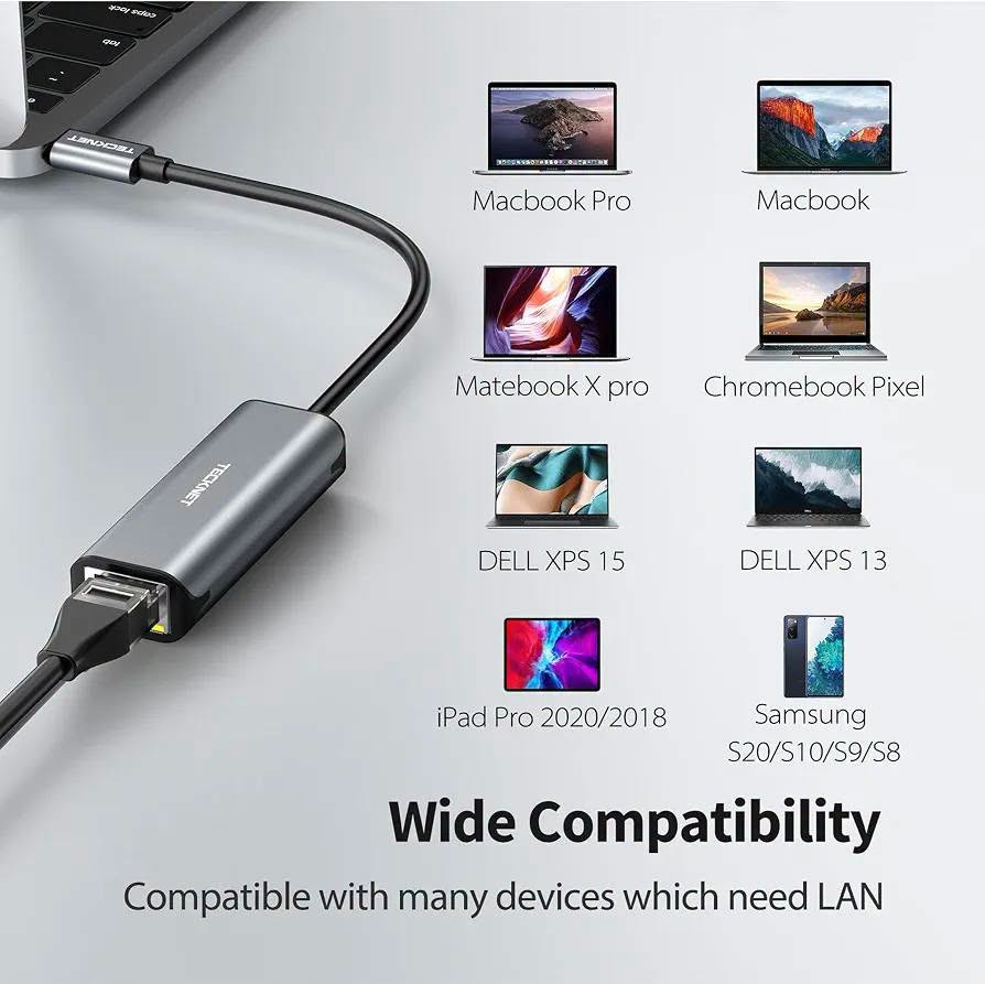 محول USB-C • جيجابت ١٠٠٠Mbps • TECKNET