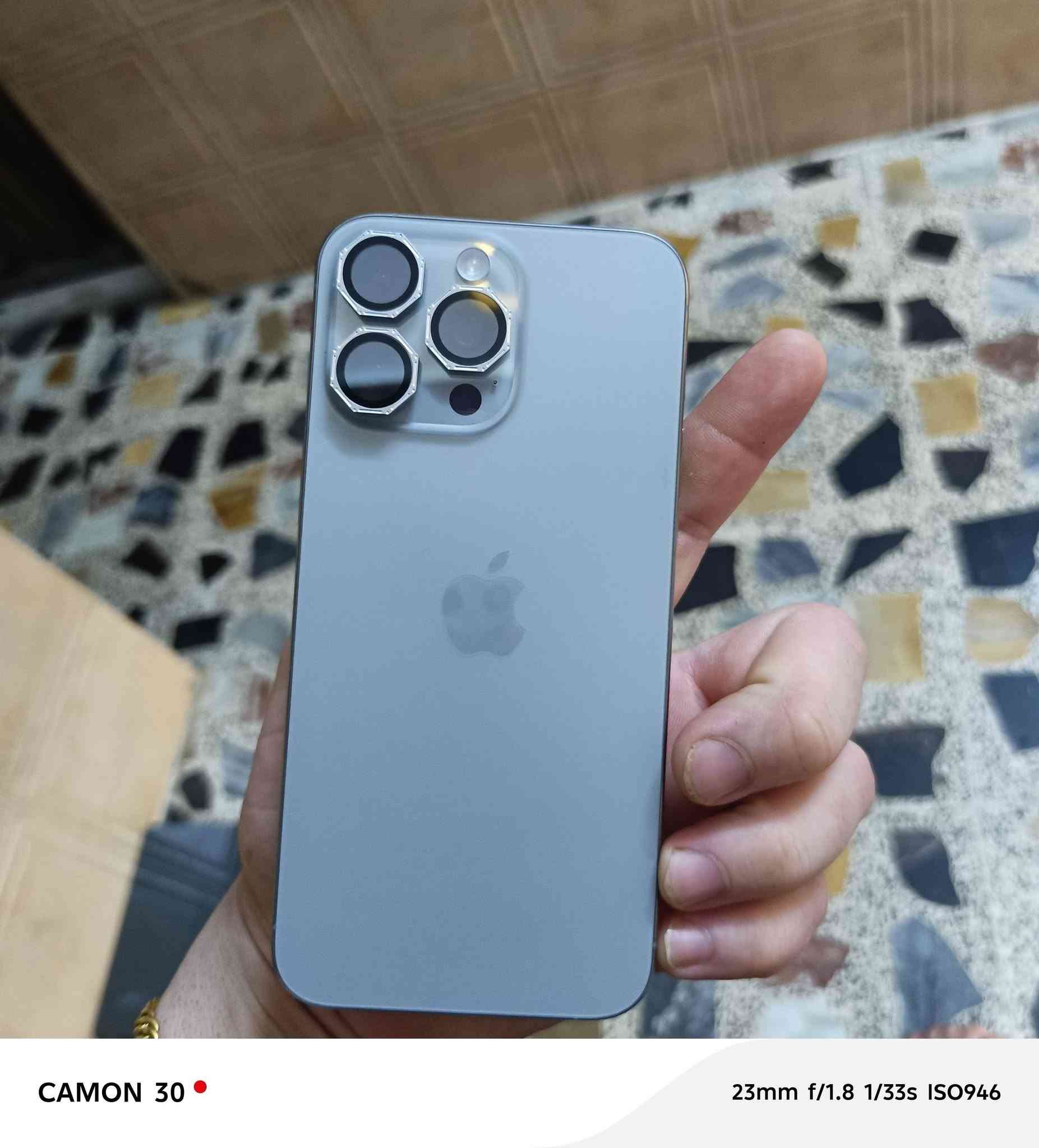 ايفون ١٥برو ماكس ماستر AAA ذاكره ٢٥٦وبطاريه ٨٥جهاز ما مفتوح ابد بس بي نقطتين بشاشه وممثرات نهايا عبالك كلشي مبي وسبب لوكعه في ايدي واكف نضافه جهاز ١٠٠/١٠٠مكاني بغداد السعر ٧٠٠ قفل ***********

نص مكتوب في الصور:
- CAMON 30 23mm f/1.8 1/50s ISO917
- CAMON 30
- 23mm f/1.8 1/50s ISO589
- 23mm f/1.8 1/50s ISO875
- 23mm f/1.8 1/33s ISO746
- CAMON 30  23mm f/1.8 1/33s ISO697
- CAMON 30 23mm f/1.8 1/50s ISO190
- CAMON 30 23mm f/1.8 1/50s ISO196
- CAMON 30 23mm f/1.8 1/50s ISO691
- CAMON 30 23mm f/1.8 1/33s ISO946