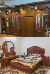 غرفة نوم كاملة للبيع  خشب ثقيل  تسكام الاصلي، بحالة جيدة. السعر 750 أل...