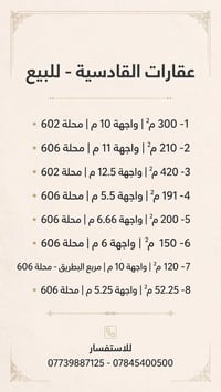 أراضي القادسية • محلة ٦٠٦ • ٥٢-٤٢٠م