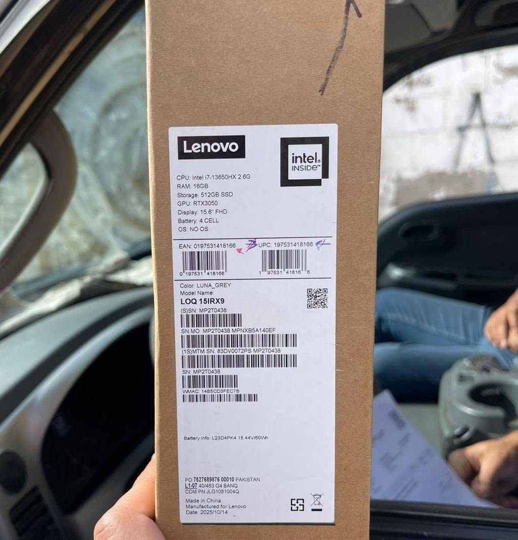 لابتوب للبيع
Lenovo LOQ 15IRX9
شاشة 15,6 انج 
Intel core i7 13650HX
RTX 3050 8G
RAM 16
SSD 512
مشتري قبل 3 اشهر والاستخدام ايام قليلة 
مكاني البصرة وموجود توصيل 
السعر 1,440,000
بي مجال بس بالمعقول 
راسلني واتساب 
***********
