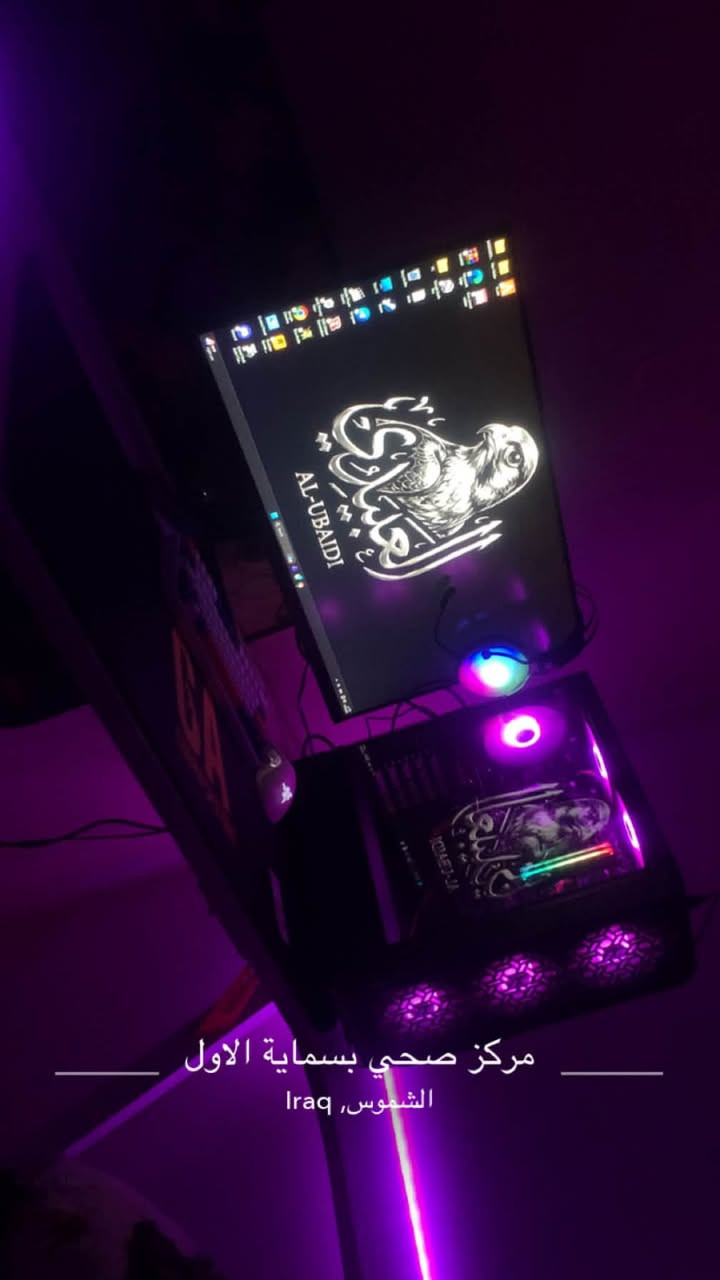 السلام عليكم للبيع Pc
رايده 600 قفل 
وياه موس وكيبورد وسماعه 
وشاشه سامسونك 75 هيرتز
مكاني زيونه 
رقم الاتصال 
***********

نص مكتوب في الصور:
- مركز صحي بسماية الاول
- الشموس, Iraq
- حتى دمي مرقط  جیلان البشیر
- Ups zeuz 1500
- Mouse
- Keyboard
- Mouse bad
- Pc :
- R5 3600
- 6500XT
- Ram 2*8 olye RGB 3600
- B450
- M.2 512 Lexer
- 550w
- Case 6Fan RGB
- Reply
- zhraa6040 1d
- 60 seconds Utilization 31% Speed 3.98 GHz Processes 183 Threads 3066 Handles 115831 Up time 0:00:49:43 Base speed: 3.60 GHz Sockets: 1 Cores: 6 Logical processors: 12 Virtualization: Disabled Hyper-V support: Yes L1 cache: 384 KB L2 cache: 3.0 MB L3 cache: 32.0 MB Search
- Run new task AMD Ryzen 5 3600 6-Core Processor 100%
- Memory composition In use (Compressed) 8.6 GB (730 MB) Available 7.3 GB Committed 15.6/24.9 GB Cached 7.5 GB Paged pool 453 MB Non-paged pool 442 MB Speed: 3600 MT/s Slots used: 2 of 2 Form factor: DIMM Hardware reserved: 89.9 MB Search