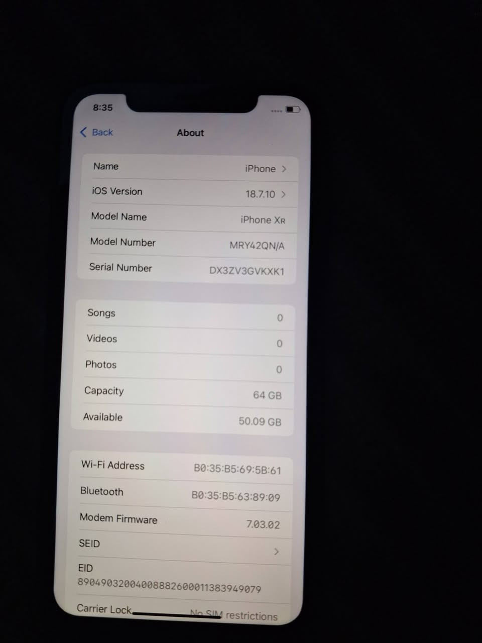 ايفون اكس ار ذ٦٤ بطاريه ٩١
مبدل شاشا ٣خيارات ومابيها مسج  بطاريه مبدل شرط تفصيخ 
مايصير فورمات كلشي شغال 
فيس ايدي متوقف سعر ١٣٠ الف فقط 
تواصل واتساب حصرا 
***********
