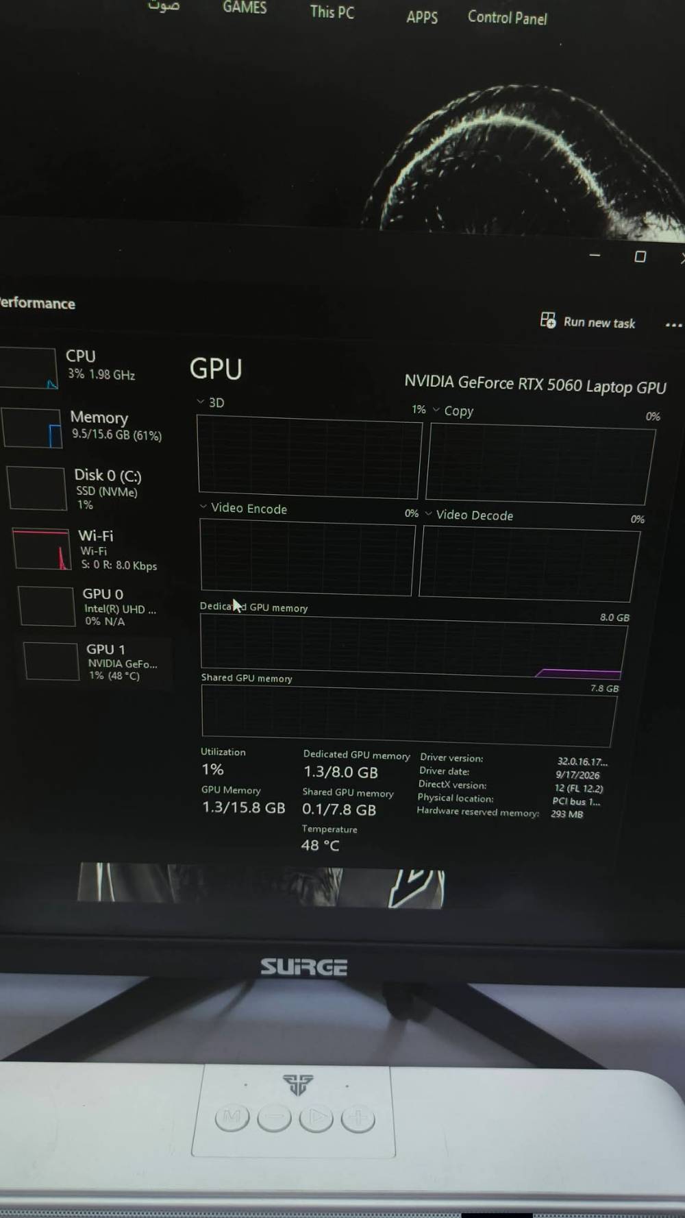 ASUS TUF F16 • i5-13450HX • RTX 5060 8GB