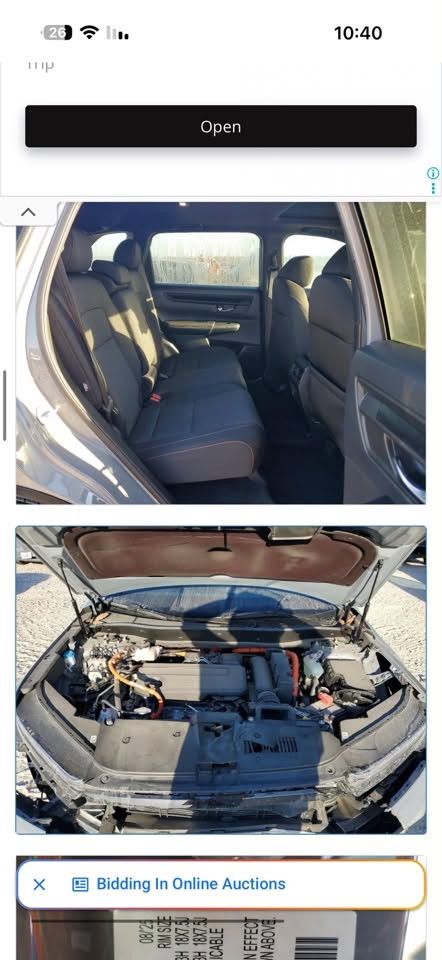 سلام عليكم
هوندا crv2026 2026

ماشية 11 الف
 بدون ايرباك بدون شواصي بدون دواخل حادث سطحي خفيف جدا 

موجودة باربيل بدون تصليح بدون رقم 

السعر 200 ورقة 

***********

نص مكتوب في الصور:
- Open Bidding In Online Auctions
- 10:40 Open Bidding In Online Auctions
- 18. 5.2026