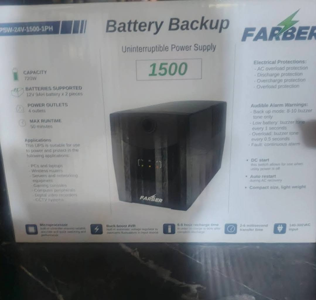 الدقة : FHD 1080ips لون ابيض لماعي
الحجم 27
الهرزتية : 100
الموديل 40-L27i
السعر : 120 وبيهة مجال قليل
واتساب ***********
المكان : بغداد حي اور

+++++++++++++++
ups🎖 يو بي اس فاربر اوفلاين 1500 جديد

سعره90 قفل
