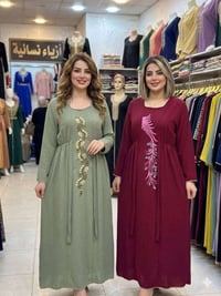 دشداشة نسائية • قماش لنن • مقاس L-3XL