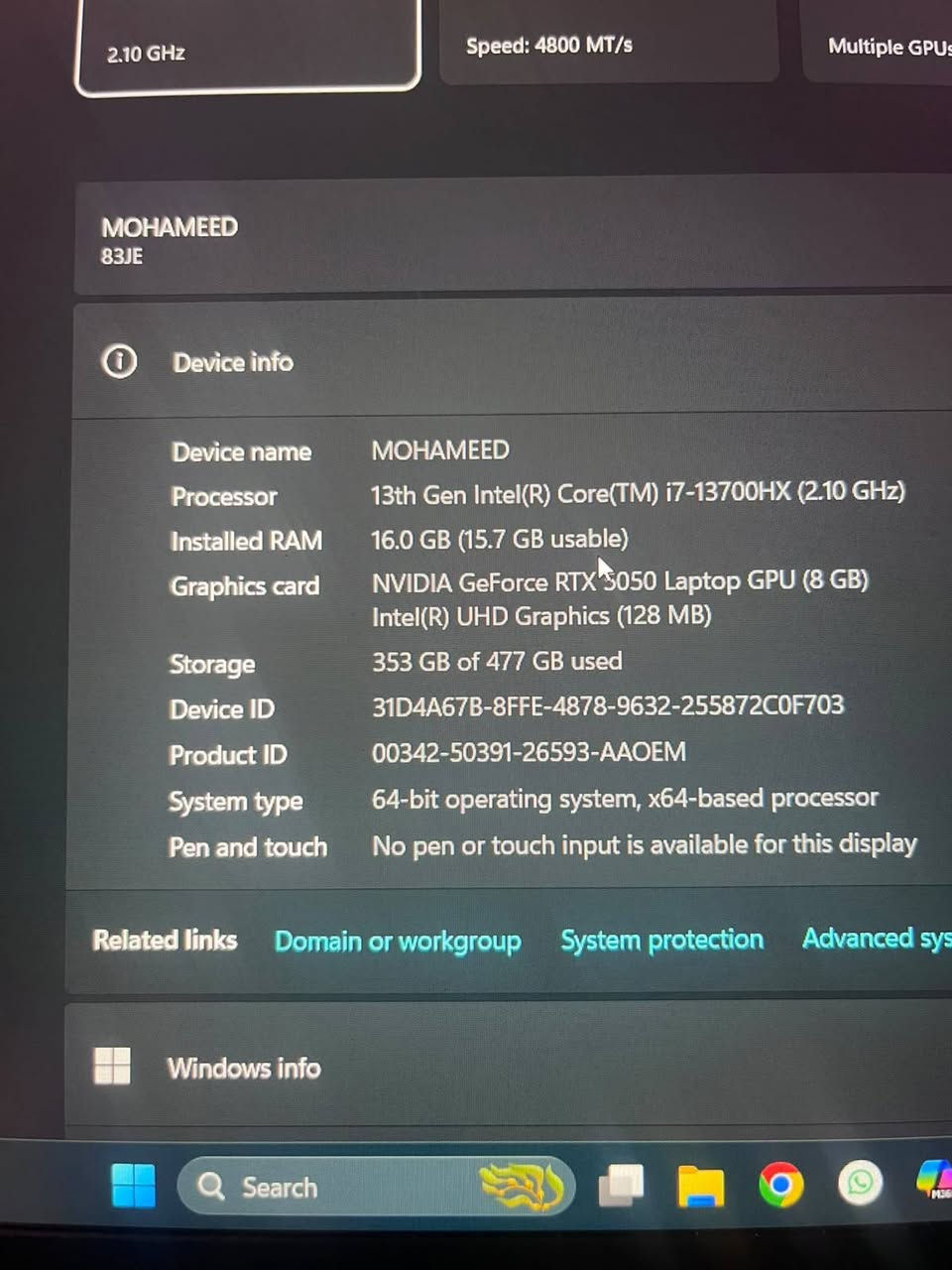 كارت rtx 5050 8گيگا 
معالج i7جيل ١٣
رام ١٦
هارد 512
السعر مليون ونص
للاستفسار ***********
