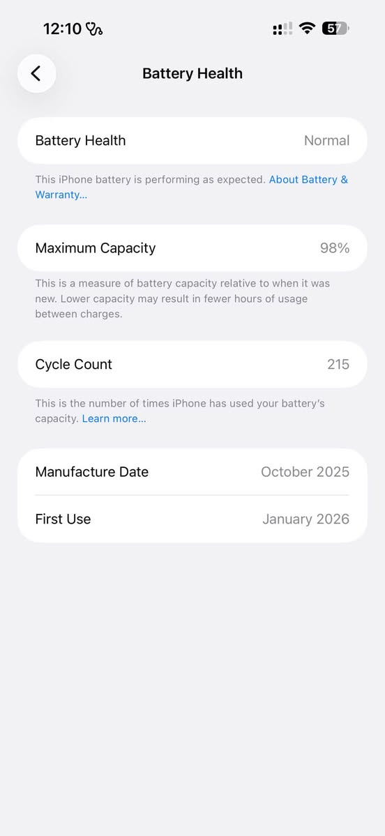 iPhone 17 Pro Max

* السعة: 256GB
*دبل شريحة 
* بطاريه 98
*عدد دورات 215
للبيع مستعمل و بعده بالضمان السعر مليون و 750  مكاني النجف الاشرف 

كامل ملحقاته جهاز نظيف بنسبة 100% .
***********
خاص او اتصال شكرا

