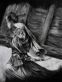 للبيع | 3 لوحات مرسومة بالفحم والرصاص، حجم A3 لوحة الحصان لوحة زها حدي...
