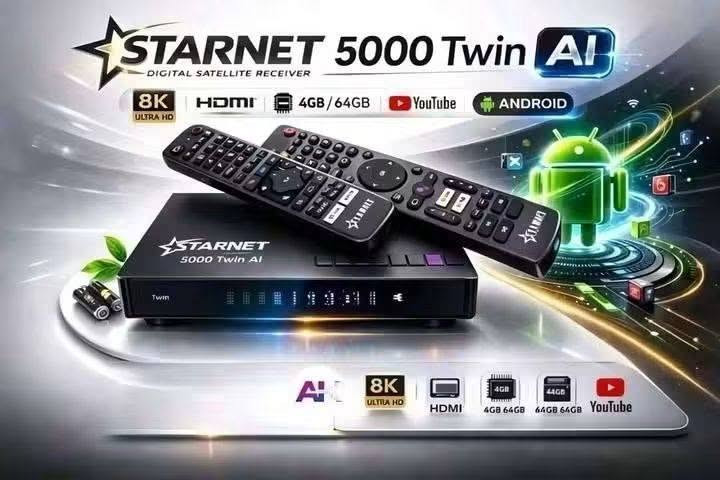 🔥🚀 عاد الوحش من جديد وبقوة أقوى من قبل 🚀🔥
📡✨ متوفر الآن لدى معرض النرجس للستلايت ✨📡
استعد لتجربة خرافية مع الجهاز اللي قلب الموازين بعالم السات والـ IPTV 😎🔥
إبداع وتقنية حديثة من Star Net 💎⚡
الجهاز المنتظر وصل أخيراً وبمواصفات جبّارة تخليك بعالم ثاني من السرعة والثبات 👑
━━━━━━━━━━━━━━━━━━ 🔥 Star Net Twin 5000 – 4EVER Edition 🔥 ━━━━━━━━━━━━━━━━━━
🧠 أداء خارق وتقنيات مستقبلية ⚡ معالج Amlogic S905X5 العملاق 🚀 4× ARM Cortex-A55 بسرعة 2.8GHz 🎮 GPU Mali-G310 فائق القوة 🤖 AI Upscaling لتحسين جودة الصورة ✨ Neural Rendering لصورة أنقى وأذكى
━━━━━━━━━━━━━━━━━━ 💾 سرعة وأداء بدون حدود ✔️ RAM 4GB LPDDR4 ✔️ ذاكرة داخلية 64GB eMMC ✔️ دعم كارت ميموري عالي السرعة 🎮 Boost للألعاب 📺 نظام QMS لثبات الصورة وسلاسة العرض
━━━━━━━━━━━━━━━━━━ 📺 صورة سينمائية وصوت احترافي 🎥 تشغيل 8K / 4K UHD / 10-Bit 🔊 Dolby Audio بصوت نقي وقوي 📡 تشغيل قناتين بنفس الوقت (PIP) 📊 حفظ أكثر من 20,000 قناة
━━━━━━━━━━━━━━━━━━ 🌐 اتصال سريع وثابت 📶 Wi-Fi ثنائي 2.4GHz / 5GHz 🔵 Bluetooth 6.0 ⚡ HDMI 2.1 🔌 LAN عالي السرعة 🛰️ Tuner S2X Multi-Stream
━━━━━━━━━━━━━━━━━━ 🎮 راحة وتحكم ذكي 🎙️ أوامر صوتية احترافية 🕹️ عدد 2 ريموت بلوتوث 📺 شاشة ديجيتال لعرض اسم القناة
━━━━━━━━━━━━━━━━━━ 📂 دعم التطبيقات والصيغ ✔️ دعم m3u / m3u8 🎬 Netflix ▶️ YouTube 📘 Facebook وغيرها من التطبيقات بكل سلاسة 🔥
━━━━━━━━━━━━━━━━━━ 🎁 الاشتراكات المرفقة 🔥
📡 الشيرنج: ✔️ Forever Max لمدة 24 شهر ✔️ Jossat Bundle مفتوح
📺 IPTV لمدة 3 سنوات: 🔥 Nova 🔥 Marvel 🔥 Mega 🔥 Dragon 🔥 Maven 🔥 Cobra 🔥 Joy 🔥 Cute وغيرها الكثير 😍
🔊 الصوتيات والترجمات: ✔️ Forever – 24 شهر ✔️ Jossat – مدى الحياة ✔️ Zoom – مفتوح ✔️ Nova – مجاني
━━━━━━━━━━━━━━━━━━ 📦 محتويات العلبة 🎮 2 ريموت بلوتوث صوتي 🖱️ ماوس وايرلس هدية 🎁 🔌 كيبل HDMI 4K ⚡ أدابتور 12V 🔋 بطاريات
━━━━━━━━━━━━━━━━━━ 🔥 القوة + الأداء + الثبات = جهاز أسطوري 🔥
📦 توصيل متوفر إلى جميع محافظات العراق 🇮🇶
📲 للحجز والاستفسار عبر الخاص أو الاتصال على الرقم: 📞 ***********
💬 للتواصل واتساب مباشرة: https://wa.me/7712524420
📢 لا تنسون الاشتراك بقناتنا ليصلكم كل جديد وحصري من عالم السات والأجهزة الحديثة 🔥📡
رابط قناة: https://t.me/ns_sat3

نص مكتوب في الصور:
- STARNET 5000 Twin Ai AMLOGIC S905X5M ANDROID 14
- STARNET DIGITAL SATELLITE RECEIVER 5000Twin Ai FIRST TIME WITH AI RAM 4GB Android TV 14 Google Voice H.265 HEVC UBD 4K YouTube Bluetooth IPTV DVB T2 DVB S2 dlna 5G Wi-Fi
- STARNET DIGITAL SATELLITE RECEIVER TWIN 5000 DIGITAL SATELLITE RECEIVER 2026 NEW MODEL 4K ULTRA HD RAM 4GB STORAGE 64GB VOICE REMOTE SUPPORTS VOICE COMMANDS DOLBY AUDIO PREMIUM QUALITY WIFI 5G BUILT-IN 4K ULTRA HD RESOLUTION AI AI POWERED SMART EXPERIENCE 5G WIFI UPSCALE AI ANDROID TV 14 FOREVER 24 MONTHS Google Voice H.265 HEVC 4K DVB S2
- STARNET DIGITAL SATELLITE RECEIVER 5000Twin Ai FIRST TIME WITH AI RAM 4GB Android TV 14 Google Voice H.265 HEVC 1000 4K DBV-T2 DVB-S2 dlna 5G
- STARNET 5000 Twin AI DIGITAL SATELLITE RECEIVER AI 8K ULTRA HD HDMI 4GB/64GB YouTube ANDROID
- عوده الوحش من جديد STARNET | 5000 Twin Ai أملوجيك، S905 X5، معالج جديد وقوي جدا. الرامات: 4 جيجا من نوع DDR4 السريع. الذاكرة الداخلية: 64 جيجا من نوع EMMC فائق السرعة. android 14 نظام التشغيل: أندرويد 14، مرقى بأحدث أنظمة الأمان. المنصات الترفيهية (مكتبة لا تنتهي): * أبولو (Apollo): لمدة 15 شهرا. * نوفا الأصلي (NOVA): لمدة 3 سنوات. * مارفل (Marvel): لمدة 3 سنوات. * إكس (X): لمدة 3 سنوات. * ميجا (Mega): لمدة 3 سنوات. * دراجون (Dragon): لمدة 3 سنوات. * مافين (Maven): لمدة 3 سنوات. * بالانس (Balance): لمدة 3 سنوات. * كوبرا (Cobra): لمدة 3 سنوات. * جوي (Joy): لمدة 3 سنوات. * كيوت (Cute): لمدة 3 سنوات. 8K ULTRA HD
- STARNET 5000 Twin Ai AMLOGIC S905X5M ANDROID 14 YouTube NETFLIX 64GB 8K ULTRA HD