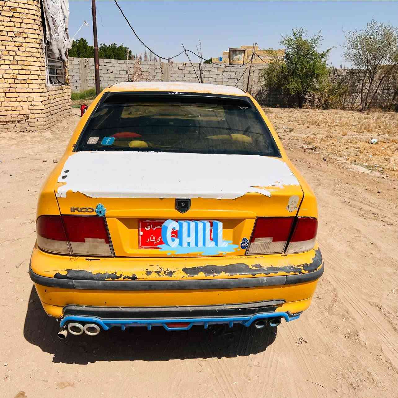 سمند  ناطق 11 محرك بيه بخار كهربايات شغاله رقم صدامي   سياره خير من الله مكان ناصريه ***********

نص مكتوب في الصور:
- CHILL