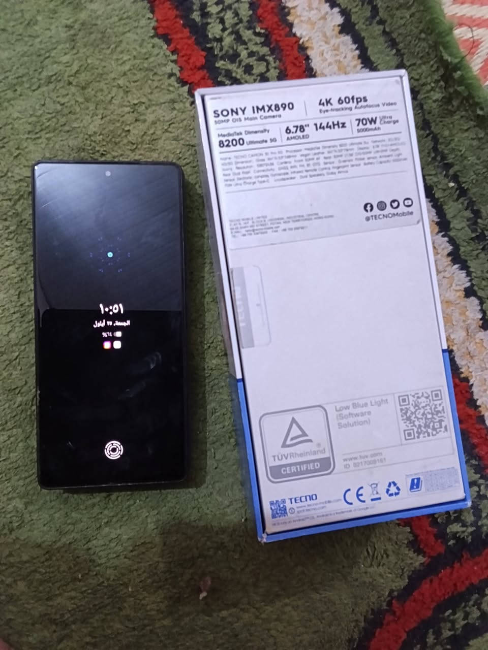 📱 *للبيع Tecno Camon 30 Pro 5G - نسخة 12/256*
📍 *الديوانية*

*المواصفات:*
🔹 معالج Dimensity 8200 Ultra 5G - مال العاب
🔹 رام 12GB / ذاكرة 256GB
🔹 كاميرا SONY IMX890 50MP OIS تصوير 4K 60fps
🔹 شاشة 6.78" AMOLED 144Hz
🔹 بطارية 5000mAh شحن 70W

الجهاز بكارتونته الاصلية، نضيف كلش.

*السعر: خاص*
📞 للاتصال والواتساب: ***********
