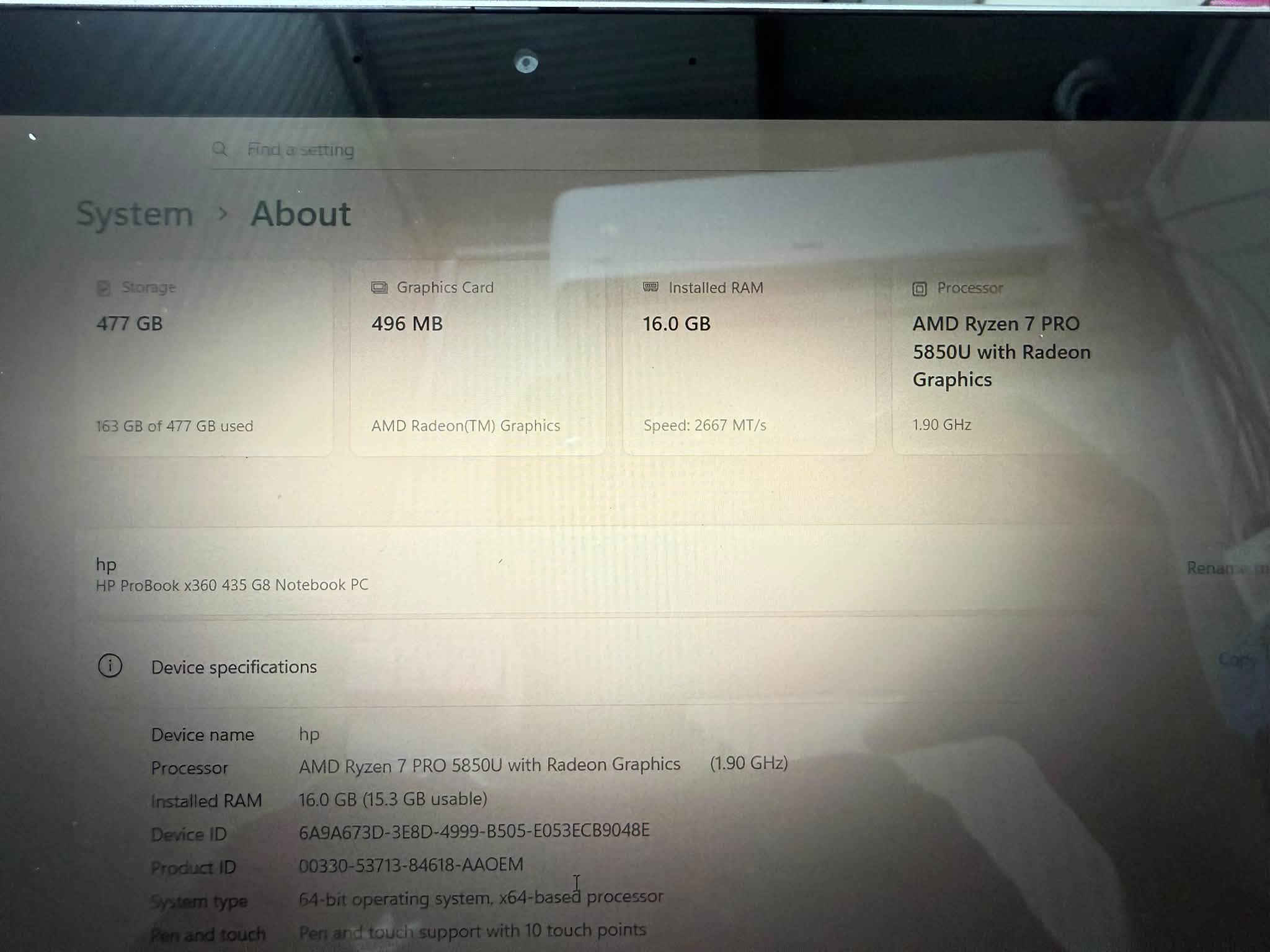 HP ProBook x360 • Ryzen 7 PRO 5850U • 16GB رام