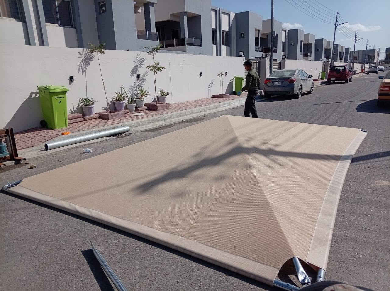 تم بعون الله عمل سقيفة هرميه في مجمع نجمه بغداد ونشكر كادر مكتب العسل للسقائف كي سبان سعر المتر 40الف***********
