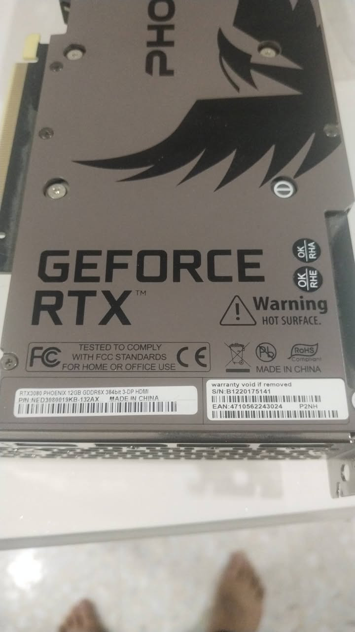 🎯السلام عليكم كارت شاشة استخدام قليل للبيع
السعر 600 مكاني بغداد
***********
المواصفات

NVIDIA GeForce RTX 3080
🏗️ المعمارية
Ampere
⚙️ CUDA Cores
8960
💾 VRAM
12GB GDDR6X
🔌 Memory Bus
384-bit
🚀 سرعة الذاكرة
19 Gbps
📊 Bandwidth
912 GB/s
🔥 Boost Clock
1710 MHz
⚡ استهلاك الطاقة
350W
🔌 الطاقة
2 × 8-pin
🖥️ المخارج
3× DisplayPort 1.4a + 1× HDMI 2.1a
📐 الطول
294mm
📏 السماكة
2.7 Slot
❄️ التبريد
3 مراوح
🖥️ أقصى دقة
8K 7680×4320
🔗 الواجهة
PCIe 4.0 x16
🔋 الباور المقترح
750W أو أعلى

