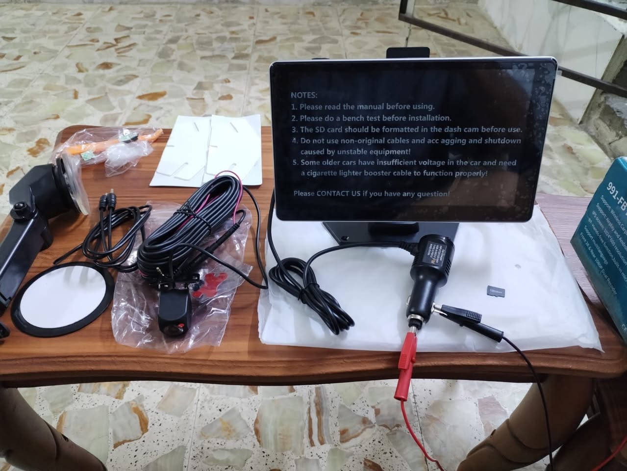 متوفر شاشه دشبول كامره امامي مع كامره خلفي 4K فول مواصفات السعر خاص اخوان السعر خاص

نص مكتوب في الصور:
- NOTES:
- 1. Please read the manual before using.
- 2. Please do a bench test before installation.
- 3. The SD card should be formatted in the dash cam before use.
- 4. Do not use non-original cables and acc agging and shutdown caused by unstable equipment!
- 5. Some older cars have insufficient voltage in the car and need a cigarette lighter booster cable to function properly!
- Please CONTACT US if you have any question!