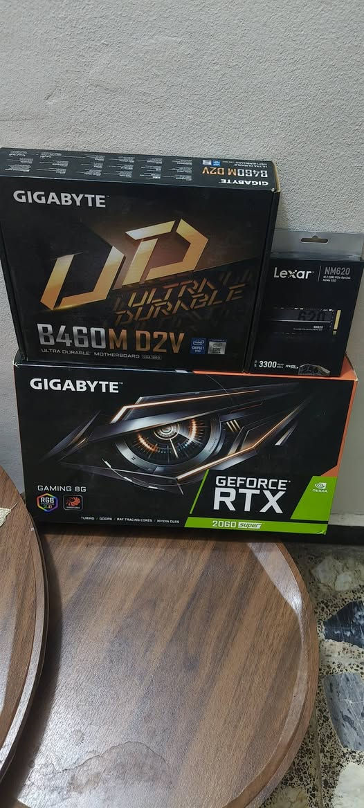 Ram 16 3200 cori 5 10400f
Rtx 2060 super gigabyte rgb3 fan

M2 lixer Gen 3 256

HHD 1tb

Power supply 650 xmatex 

MB b460 gigabyte 

للمراوس فقط مع بلي فايف سلم مكاني بلديات رقمي ***********
