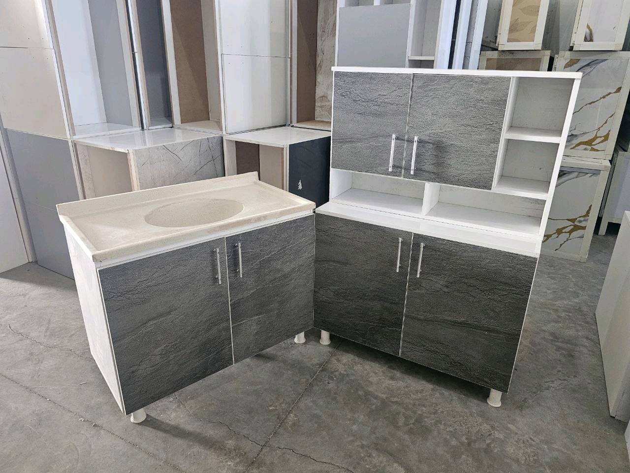 كاونتر خشب MDF قياس متر ثلاث قطع سنك مرمر سعر 200 الف
