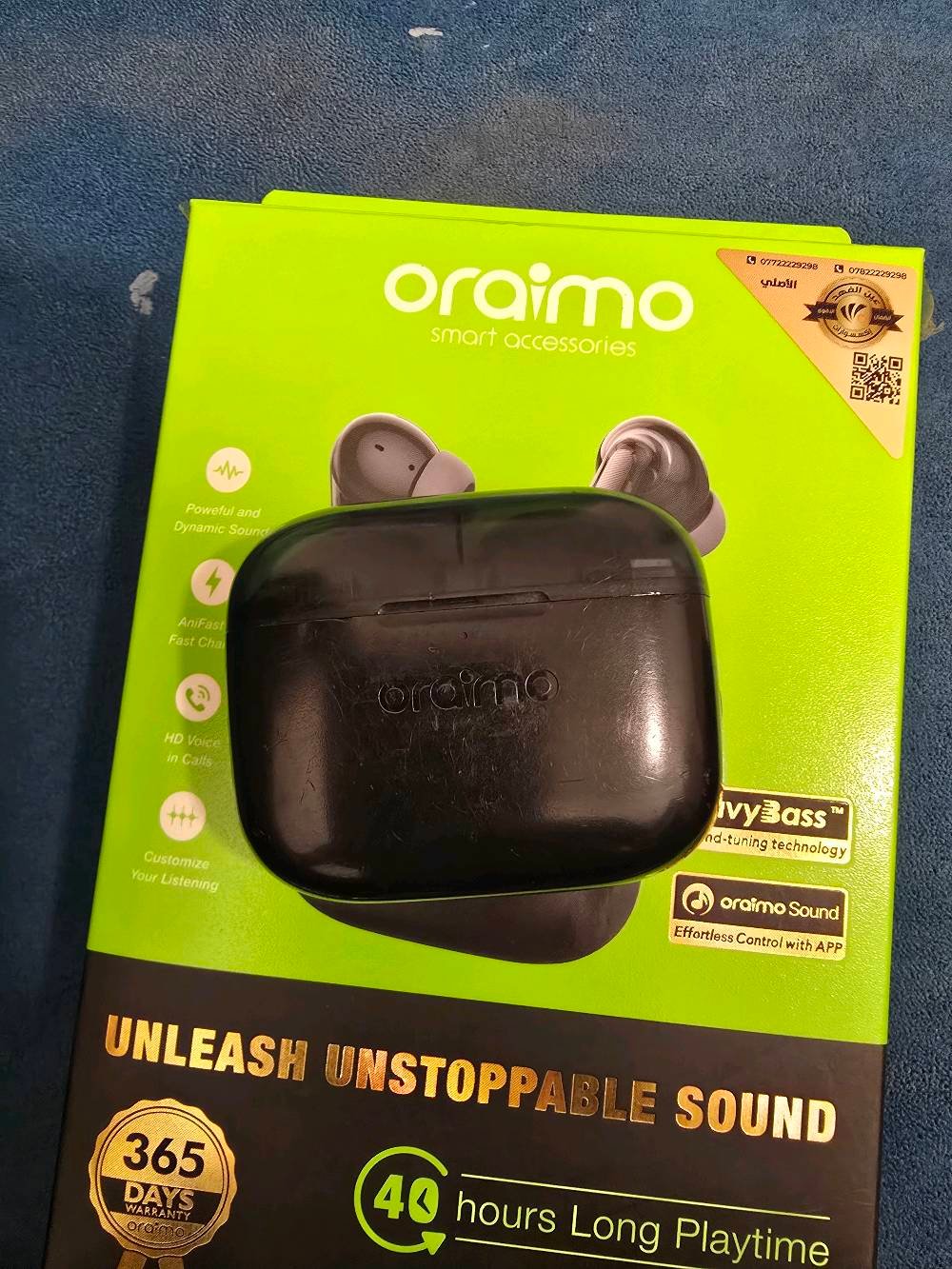 سلام عليكم سماعة Oraimo Free Pods Lite (330-OTW) أصلية مستعملة بحالة ممتازة للبيع التفاصيل الحالة مستعملة لمدة شهرين

فقط، نظيفة جداً وأخت الجديدة الضمان أصلية 100% وتحمل ملصق ضمان الوكيل الرسمي في العراق (عين الفهد). اللون أسود ملكي البطارية قوية جداً، توفر تشغيل يصل إلى 40 ساعة إجمالية مع علبة الشحن علبة الشحن تمنحك 32 ساعة إضافية الصوت:

صوت نقي وقوي جداً مع ميزة Hay Bass لتضخيم البيس، وميكروفون مزدوج يدعم تقنية عزل الضوضاء (ENC) للمكالمات الواضحة المميزات الإضافية تدعم الشحن السريع Ani Fast شحن 10 دقائق يعطيك ساعتين استماع ، ومقاومة القطرات الماء والعرق بمعيار IPX4، ومتوافقة بالكامل مع تطبيق Oraimo Sound للتحكم بالإعدادات والموزع الصوتي ووضع الألعاب الملحقات: تأتي كاملة مع علبتها (الكارتون) وكافة ملحقاتها الأصلية السعر المطلوب 30 الف دينار قابل للمقايضة أو تفاوض بسيط للجادين المكان: ) بغداد ويوجد توصيل مجاني وشكرا❤️