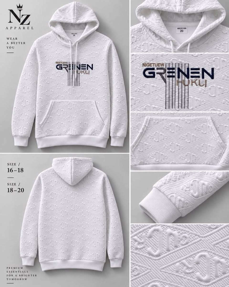 سويتر ولادي  ابيض معجن 

سعر  الدرزن   52  الف 

قياس 12/6 سنه 

اقل طلب  درزن

نص مكتوب في الصور:
- Nz APPAREL WEAR A BETTER YOU SIZE / 21 FRONT VIEW BACK VIEW HOOD & NECK LABEL L CHEST EMBROIDERY DETAIL Norton SPORT CLUB SLEEVE & CUFF DETAIL PREMIUM ESSENTIALS FOR A BRIGHTER TOMORROW SOFT COMFORT EVERYDAY QUALITY TIMELESS STYLE KANGAROO POCKET PREMIUM FABRIC DETAIL
- Nz APPAREL WEAR A BETTER YOU SIZE / 16-18 SIZE / 19-21 FRONT VIEW BACK VIEW HOOD & NECK LABEL CHEST EMBROIDERY DETAIL SLEEVE & CUFF DETAIL KANGAROO POCKET PREMIUM FABRIC DETAIL PREMIUM ESSENTIALS FOR A BRIGHTER TOMORROW SOFT COMFORT EVERYDAY QUALITY TIMELESS STYLE
- Nz APPAREL WEAR A BETTER YOU FREE DESN HUSSEIN name SIZE / 16-18 SIZE / 18-20 PREMIUM ESSENTIALS FOR A BRIGHTER TOMORROW Nz STYLE BUILDS CONFIDENCE
- NZ APPAREL WEAR A BETTER YOU IT'S Doctor, ACTUALLY. SIZE / 16-18 SIZE / 18-20 PREMIUM ESSENTIALS FOR A BRIGHTER TOMORROW
- Nz APPAREL WEAR A BETTER YOU SIZE / 16-18 SIZE / 18-20 PREMIUM ESSENTIALS FOR A BRIGHTER TOMORROW