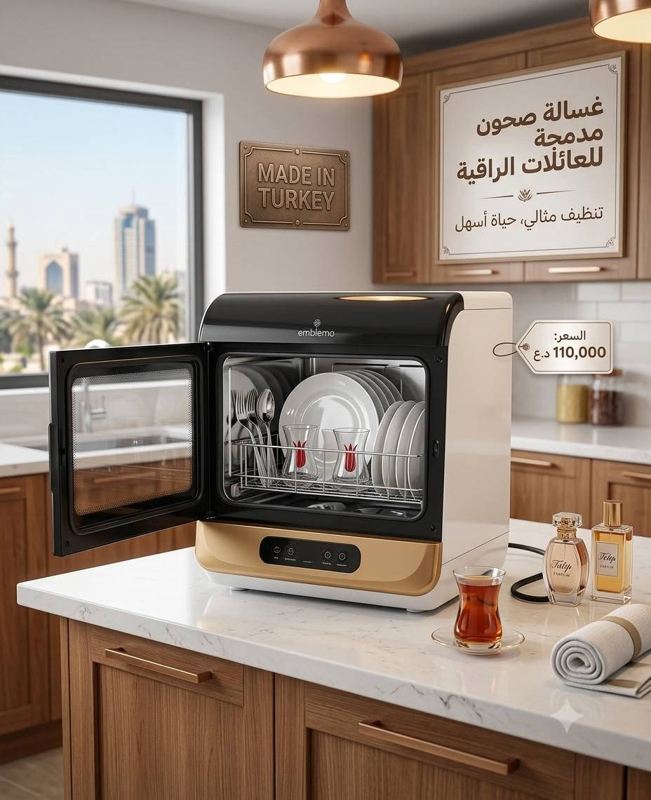 لماركة: Emblem
الحجم: مدمج وعملي جداً (لا تأخذ مساحة كبيرة في المطبخ)

​الحالة: مستعملة بحالة ممتازة، نظيفة جداً وجاهزة للاستخدام الفوري

​الأداء: تعمل وتغسل بشكل ممتاز وبدون أي مشاكل

​التصميم: أنيق (أبيض وأسود مع لمسة ذهبية)

​💵 السعر: 110,000 دينار عراقي 

📞 للتواصل: اتصل على ***********
