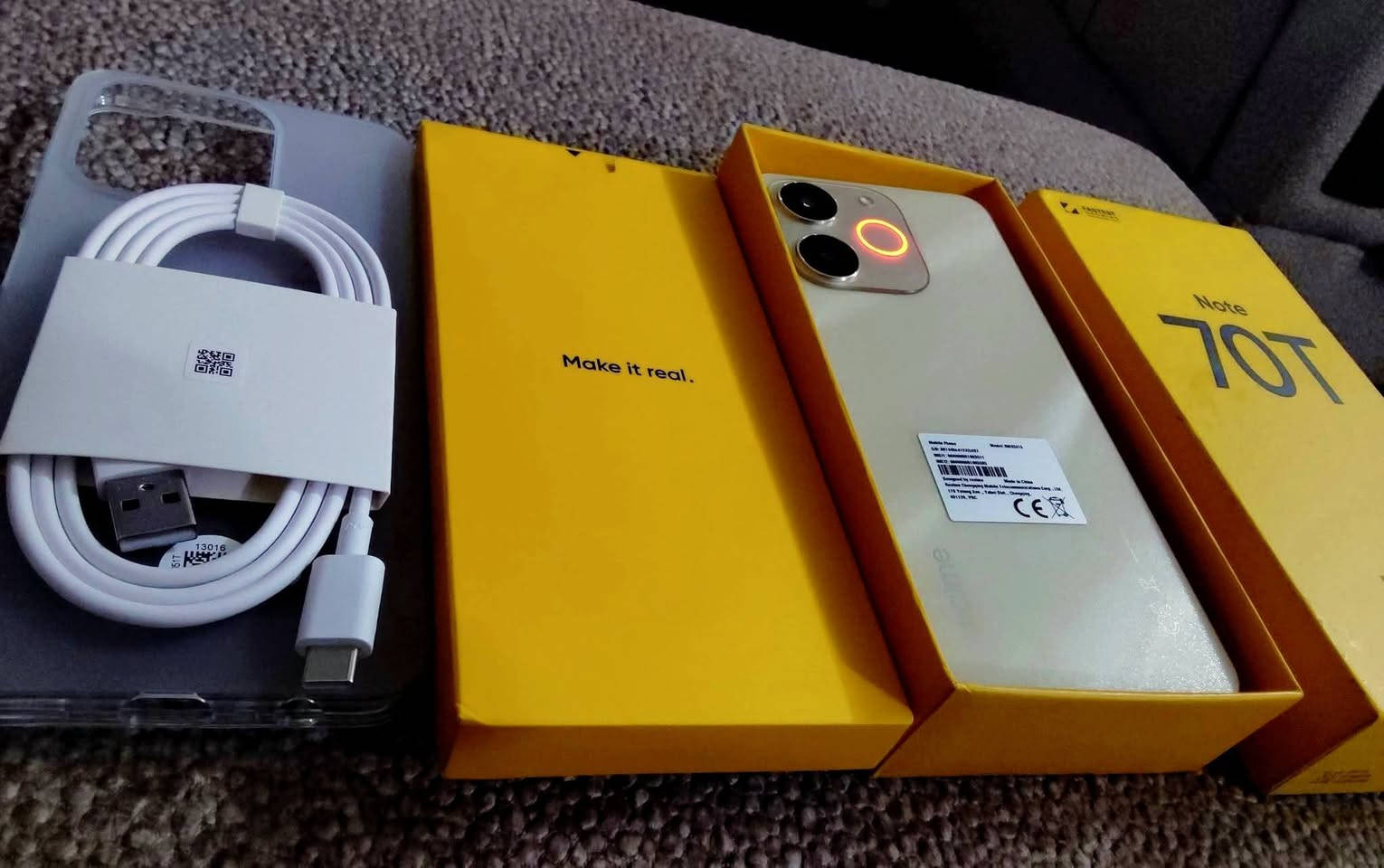 ريلمي نوت 70T
جديد لوك 100%

 غير مستخدم فقط معرب 

لونة مميز ذهبي 💛

ذاكرة 64

بطارية 6000 الاف

كامل المحلقات جدد غير مستخدمات

السعر 170 شراي خاص
 أو اتصال ‏‪***********
