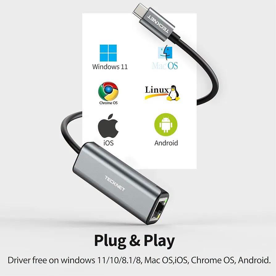 محول USB-C • جيجابت ١٠٠٠Mbps • TECKNET