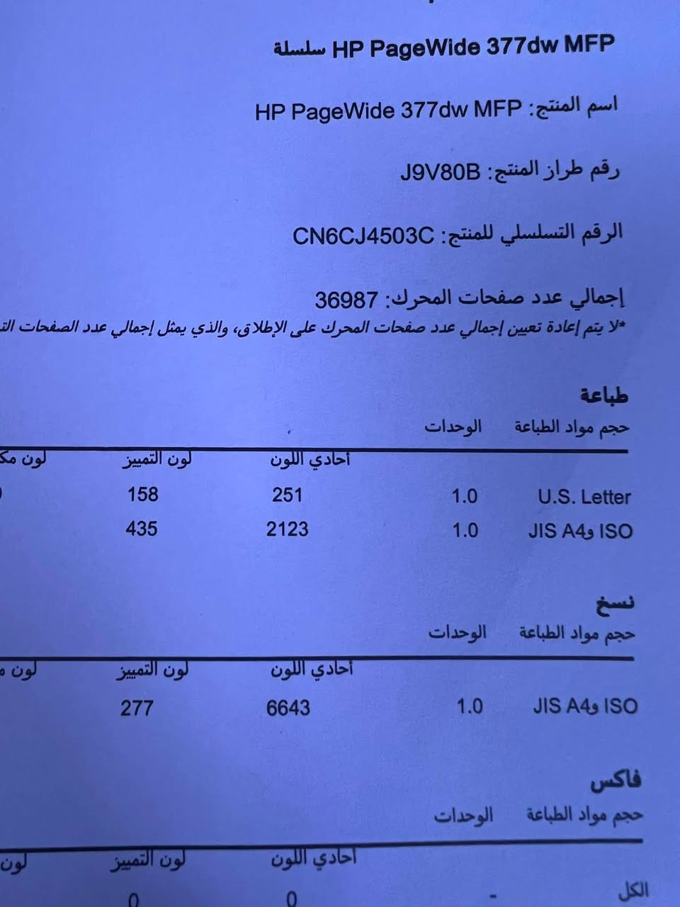 عندي طابعة اج بي 377   للبيع نظيفه كلش مداخله صيانه ساحب بيهه ٣٦ الف فقط
السعر ٨٠٠ وبي مجال مكاني غزالية 
***********
