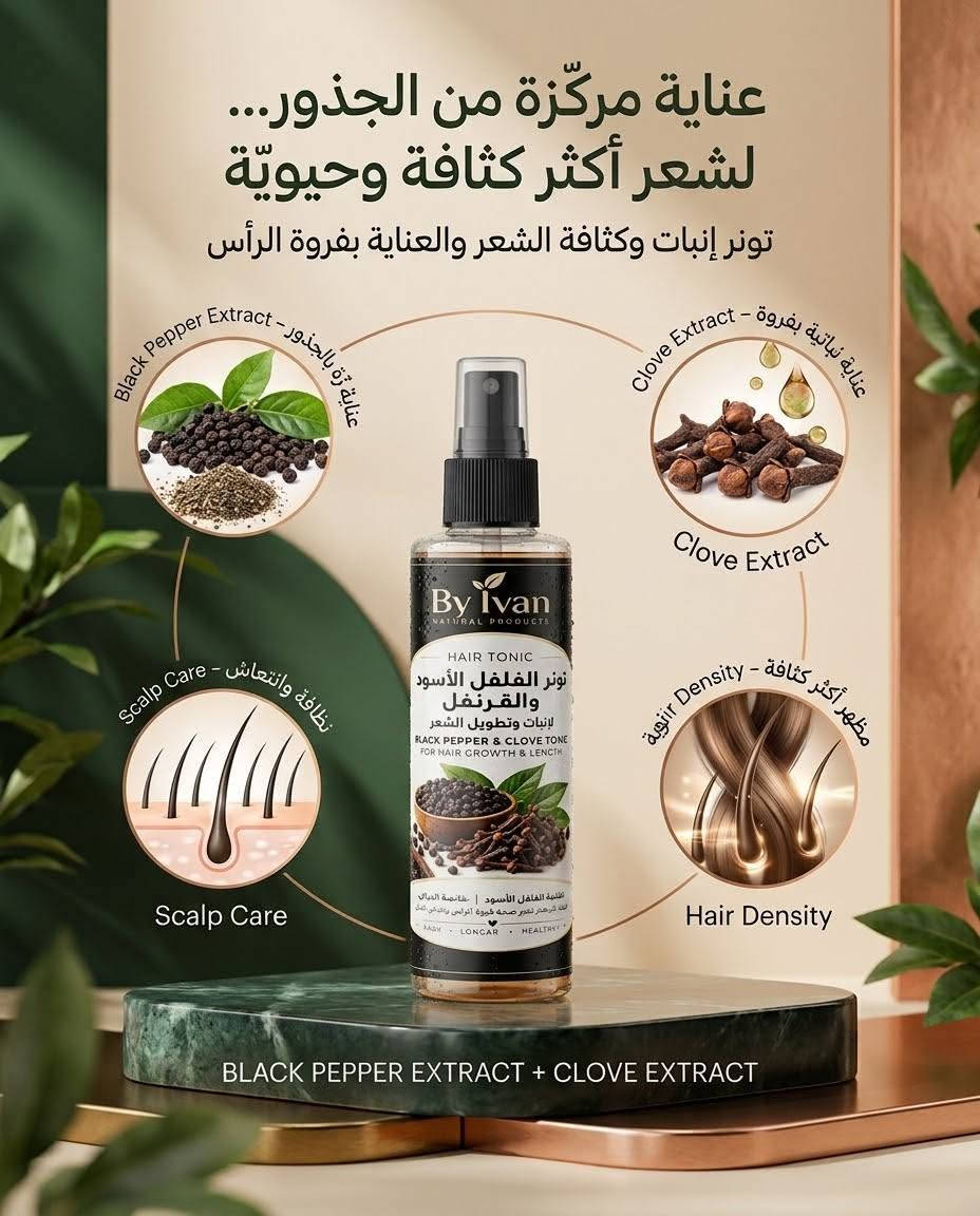 اللهم صلِّ وسلم على نبينا محمد ﷺ 🤍

🔥 عروض قوية من BY IVAN NATURAL PRODUCTS 🔥

حبايبنا، نزلنالكم عروض مميزة وأسعار قوية على مجموعة مختارة من منتجاتنا للعناية بالشعر والبشرة 🌿

📸 تفاصيل المنتجات مكتوبة بالصور، والأسعار موجودة تحت كل صورة.

⚠️ العروض تشمل المنتجات الموضحة فقط.

لا تفوتون الفرصة، اختاروا منتجاتكم المفضلة وراسلونا للطلب 🛍️💚
ملاحظة: كل المنتجات نفس الصور بدون اختلاف ❤️
BY IVAN NATURAL PRODUCTS

نص مكتوب في الصور:
- الجمال الطبيعي، العناية الفائقة
- يحتوي على:
- • بروتين الحرير الطبيعي
- • زبدات طبيعية
- • البانثينول - فيتامين B5
- معالج: يمنح الشعر قوة ولمعان
- طبيعي
- خال من البارابين
- سرّ شعرك اللامع
- HAIR CONDITIONER
- بلسم الشعر
- 300 ml
- كريم بديل الزيت بجوز الهند العضوي والمكاديميا ترطيب الشعر الجاف النعومة الحريرية السيطرة على الهيشان سهولة التصفيف النعومة الحريرية ودّعي مظهر الجفاف والهيشان... ودلّلي شعراج بنعومة ولمعان جوز الهند والمكاديميا.
- ماسك الكثيرا للشعر بالجوز الهند العضوي والفيتامينات المغذية KATHIRA + ORGANIC COCONUT NOURISHING HAIR MASK طريقة الاستخدام: 1. يُوزّع من الجذور حتى الأطراف. 2. يُترك على الشعر لمدة ساعتين. 3. يُغسل الشعر جيدًا بعد انتهاء المدة. تنعيم الشعر الترطيب والعناية تغذية الشعر تقليل التكسر دلّلي شعرج من الجذور للأطراف...
- BY IVAN NATURAL PRODUCTS زبدة الشعر بالشيا والأفوكادو SHEA & AVOCADO NOURISHING HAIR BUTTER تركيبة غنية للعناية بالشعر، تساعد على ترطيبه وتغذيته وحمايته من تأثيرات العوامل الخارجية، لتمنحه مظهرًا صحيًا وناعمًا ولامعًا. زبدة الشيا + الأفوكادو / SHEA BUTTER + AVOCADO BY IVAN HAIR BUTTER العناية بالشعر من المؤثرات الخارجية: تساعد على تقليل تأثير الجفاف والاحتكاك والعوامل البيئية التي قد تؤثر في مظهر الشعر وملمسه. ترطيب الشعر: تساعد على تنعيم الشعر والحد من الشعور بالجفاف والخشونة. تغذية الشعر: تمنح الشعر عناية غنية تساعد على تحسين ملمسه ومظهره. العناية بأطراف الشعر: تساعد على تحسين مظهر الأطراف الجافة والمتعبة وتقليل التكسر الناتج عن الاحتكاك والتصفيف. سهولة التصفيف: تساعد على جعل الشعر أكثر انسيابية ومرونة وأسهل في الترتيب. النعومة واللمعان: تساعد على منح الشعر ملمسًا حريريًا ومظهرًا أكثر حيوية ولمعانًا. تقليل التشابك: تساعد على تسهيل تصفيف الشعر وتقليل الاحتكاك أثناء التمشيط. مظهر صحي وحيوي: تمنح الشعر مظهرًا مرتبًا وناعمًا ولامعًا. - حماية وعناية من الطبيعة... دللي شعرج بغنى الشيا والأفوكادو... نعومة تغلف شعرج ولمعان يبرز جماله. لعناية تمنحه النعومة والحيوية.
- زبدة الشعر بالحمضيات واللوز الحلو CITRUS & SWEET ALMOND NOURISHING HAIR BUTTER زبدة الحمضيات + زبدة اللوز الحلو CITRUS BUTTER + SWEET ALMOND BUTTER تركيبة غنية للعناية بالشعر وتسهيل تصفيفه، تمنحه ملمسًا ناعمًا ومظهرًا صحيًا ولامعًا. تساعد على تغذية الشعر ومنحه ملمسًا ناعمًا وحريريًا. تمنح الشعر نعومة عالية وتساعد على تحسين ملمسه. تساعد على تسهيل تصفيف الشعر وتقليل التشابك. تساعد على تقليل الاحتكاك الذي قد يساهم في تكسر الشعر أثناء التصفيف. تمنح الشعر مظهرًا أكثر حيوية ولمعانًا. تساعد على تنعيم أطراف الشعر وتحسين مظهرها. مناسبة للعناية بالشعر ومنحه مظهرًا مرتبًا وانسيابيًا. «نعومة تدلّل شعرج... ولمعان يبرز جماله، مع عناية الحمضيات واللوز الحلو.»
- شامبو نواة التّمر للعناية بالشّعر الدّهني والمُختلط By Ivan DATE SEED + ALOE VERA + VITAMIN B5 مع خلاصات طبيعية مغذيّة للشعر يُساعد على تنظيف فروة الرأس من الدهون الزائدة والشوائب. يمنح الشعر إحساسا بالنظافة والانتعاش. يُساعد على ترطيب الشعر وتحسين ملمسه ونعومته. يدعم العناية بالشعر الصحي ويساعد على تقليل مظهر التقصف والتكسّر. عناية متكاملة للشعر الدهني والمختلط. نظافة وانتِعاش لفروة رأسِج... وعنايةٍ لشعرٍ أكثر حيويّةً ولمعانًا.
- Green Tea Extract: Helps balance sebum and purify skin. خلاصة الشاى الأخضر: يساعد علي توازن إفراز الدهون وتنقية البشرة. Zinc PCA: Helps reduce the appearance of large pores and control sebum. زنك بي سي إيه: زنك بي سي إيه: يساعد على تقليل مظهر المسامات الواسعة والتحكم في الدهون. Aloe Vera: Helps soothe and hydrate without oily shine. الصبار: يساعد على تهدئة البشرة وترطيبها بدون لمعان زيتي. Nourishing Vitamins: Helps nourish and maintain healthy radiance. فيتامينات مغذية: على تساعد على تساعد على تغذية البشرة والحفاظ على نضارتها الصحية. deep pore cleansing and size reduction تنظيف عميق للمسامات وتقليل مظهرها الواسع sebum regulation for balanced skin تنظيم وإعادة توازن الدهون calming and reduced shine تهدئة البشرة وتقليل اللمعان balanced hydration and vitamin nourishment ترطيب متوازن وتغذية مضاعفة for clear, smooth, and vibrant skin مظهر صافٍ وناعم ومفعم بالحيوية
- ميريدا... سر العناية بشعرك من الجذور
- سيروم مغذّ لدعم كثافة الشعر وحيويته
- MERIDA HAIR GROWTH & DENSITY SERUM
- 12 NOURISHING OILS + HAIR VITAMINS
- قوة الزيوت الطبيعية - 12 Nourishing Oils
- نعمومة وتغذية - Sweet Almond Oil
- ترطيب وعناية - Castor Oil
- عناية نباتية متكاملة - Sesame Oil
- عناية متكاملة لشعر الرأس واللحية
- تغذية وحيوية - Hair Vitamins
- عناية مركّزة من الجذور... لشعر أكثر كثافة وحيويّة
- تونر إنبات وكثافة الشعر والعناية بفروة الرأس
- Black Pepper Extract - عناية مركزة بالجذور
- Clove Extract - عناية نباتية بفروة
- Clove Extract
- Scalp Care - نظافة وانتعاظ
- Scalp Care
- Hair Density
- môôir katha - مظهر أكثر كثافة
- BLACK PEPPER EXTRACT + CLOVE EXTRACT