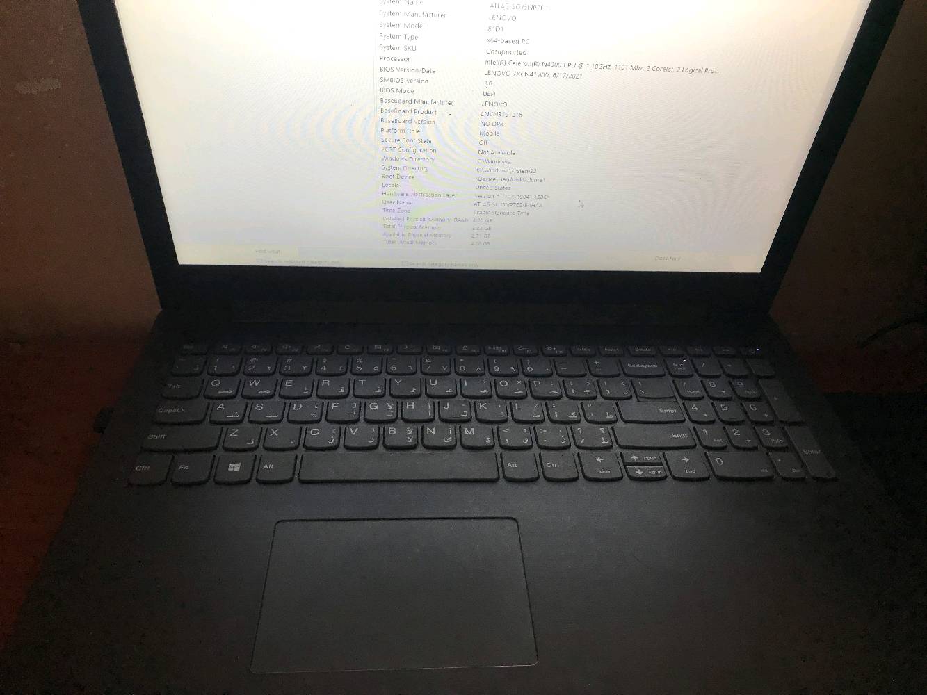 لينوفو 81D1 • Celeron N4000 • 4GB رام
