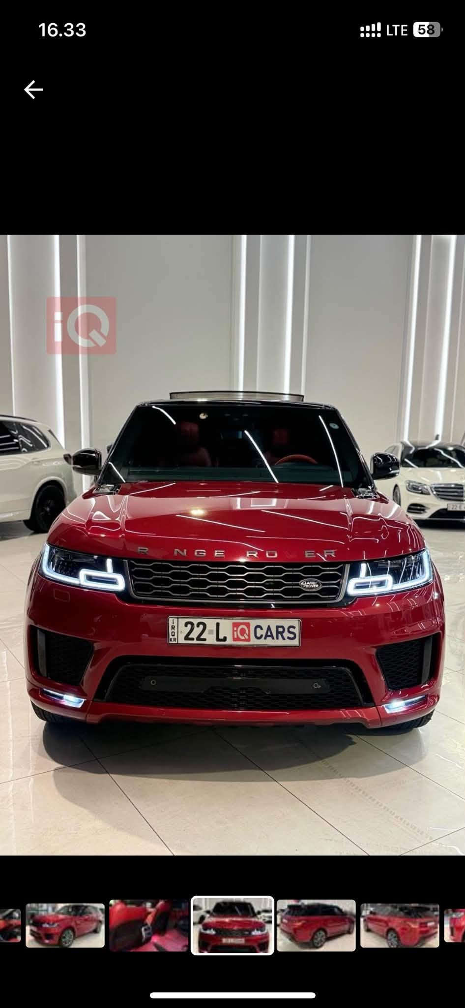 Range Rover 2021
شركة سرداد ماشي ٤٣ كيلو
فول مواصفات ٢ مفتاح 
بدون صبغ 

*********** WhatsApp 
***********

نص مكتوب في الصور:
- 16.33 LTE 58