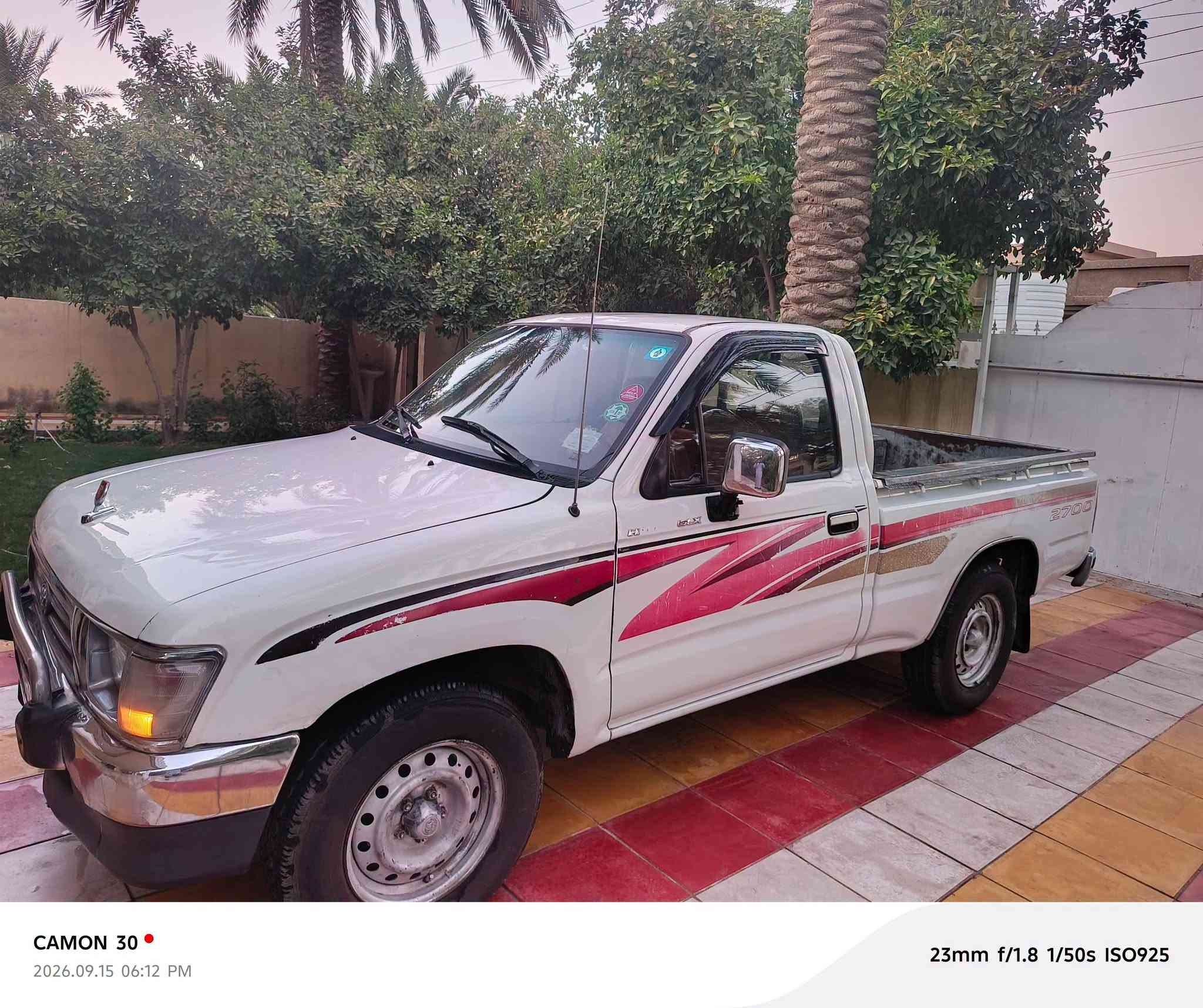 السلام عليكم
للبيع بيكم تيوتا 2001 خليجي كامل مواصفات  glx محرك 2700  جام أتو 
داخل ماروني تبريد ثلج باور ستيرن بلادي تخم تاير جديد باتري جديد كهربائيات كله شغاله صدر نضيف 
دبل رون  سياره عل وضع شركه فقط ملاحظات بسيطه رقم دولي صلاح الدين لسعر 110 وبيه مجال بسيط 
بسمي مكان بغداد قضاء المدائن ‏‪***********

نص مكتوب في الصور:
- CAMON 30
- 2026.09.15 06:12 PM
- 23mm f/1.8 1/50s ISO925
- 2026.09.15 06:17 PM
- 23mm f/1.8 1/50s ISO912
- 23mm f/1.8 1/33s ISO1830
