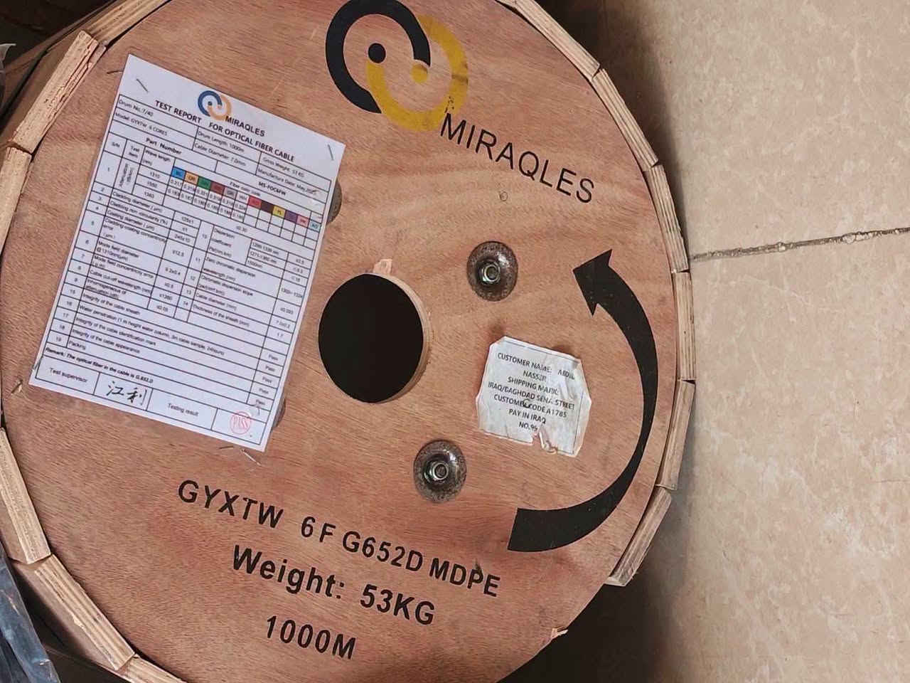 جهّز مشروعك بأفضل كيبلات الفايبر! 🔥
 بكرات من براند Miraqlesبطول 1000 متر وبجودة عالية تلبي مختلف احتياجات مشاريع الاتصالات والشبكات💥.
▪️ كيبل فايبر 4كور قطري – طول 1000 متر.
▪️ كيبل فايبر 6 كور قطري – طول 1000 متر.
▪️ كيبل فايبر 8كور قطري – طول 1000 متر.
▪️ كيبل فايبر 12 كور قطري – طول 1000 متر.
📦 متوفر الآن بكميات جاهزة للتجهيز، مناسب لمختلف مشاريع تمديد شبكات الألياف الضوئية. سارعوا بالحجز قبل نفاذ الكمية. 🚀
📌 متوفر الآن لدى ETSI  —حلول أحترافيه لشبكات الألياف الضوئية 
🚗تتوفر خدمة توصيل لجميع المحافظات
لاتفوت الفرصة !  أطلب الآن:
للاستفسار أو الطلب :
📞 ***********
📞 ***********
📞***********
📩 info@etsiraq.com
📍 شارع الصناعة – قرب فلكة رئاسة الجامعة التكنولوجية
